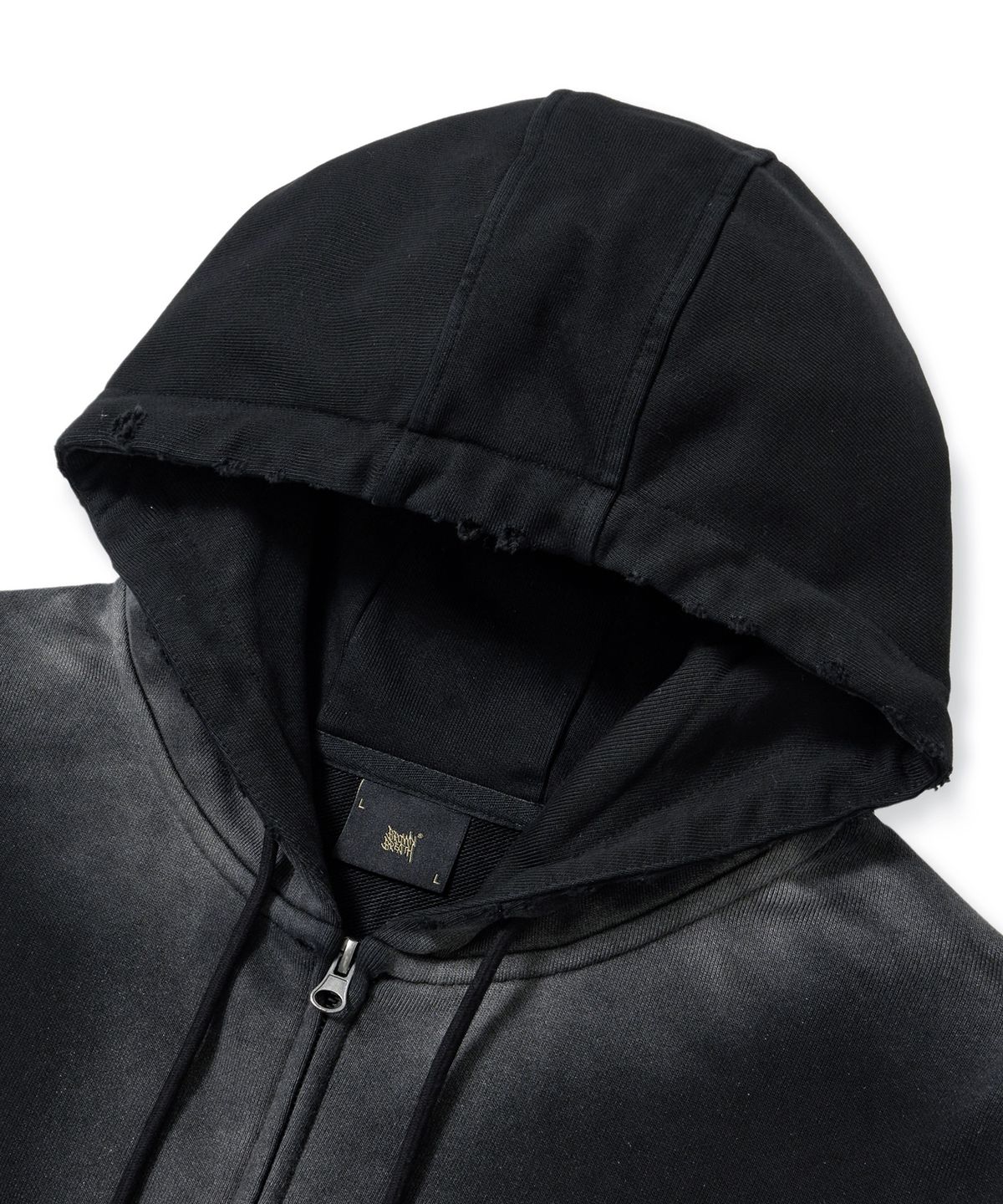 브라운브레스(BROWNBREATH) BROKEN TAG DIRTY HOOD ZIP UP - BLACK