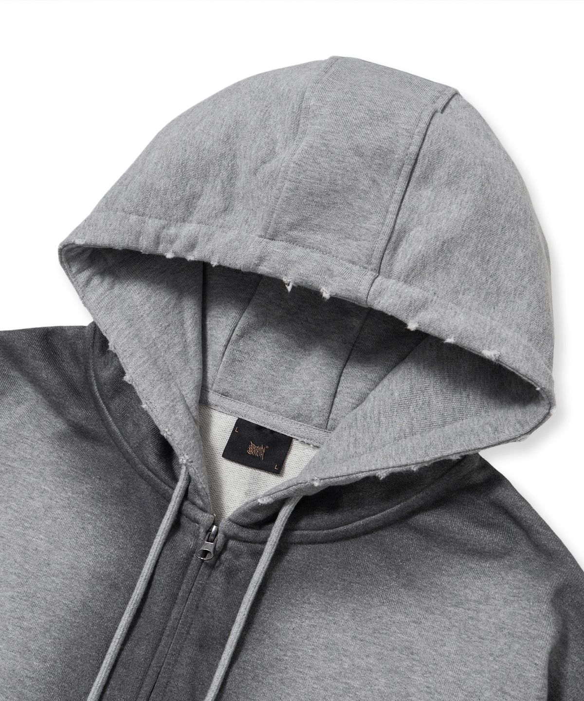 브라운브레스(BROWNBREATH) BROKEN TAG DIRTY HOOD ZIP UP - MELANGE GREY