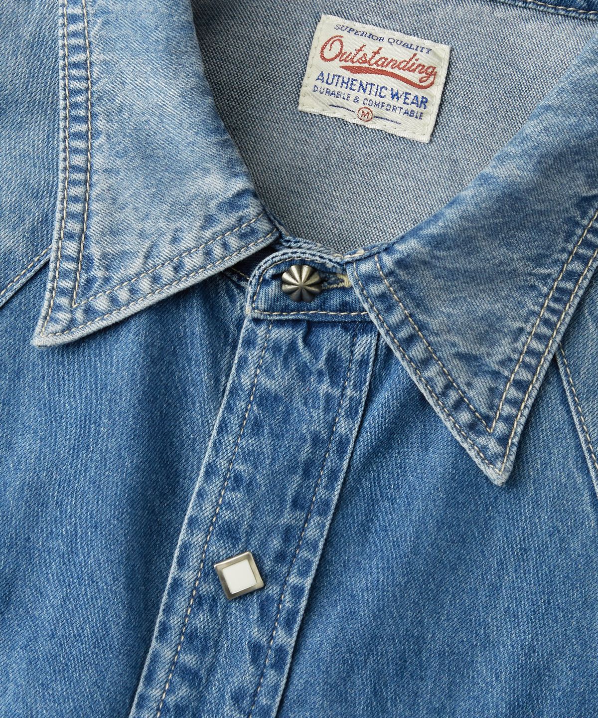 아웃스탠딩(OUTSTANDING) WESTERN DENIM SHIRT_L.BLUE