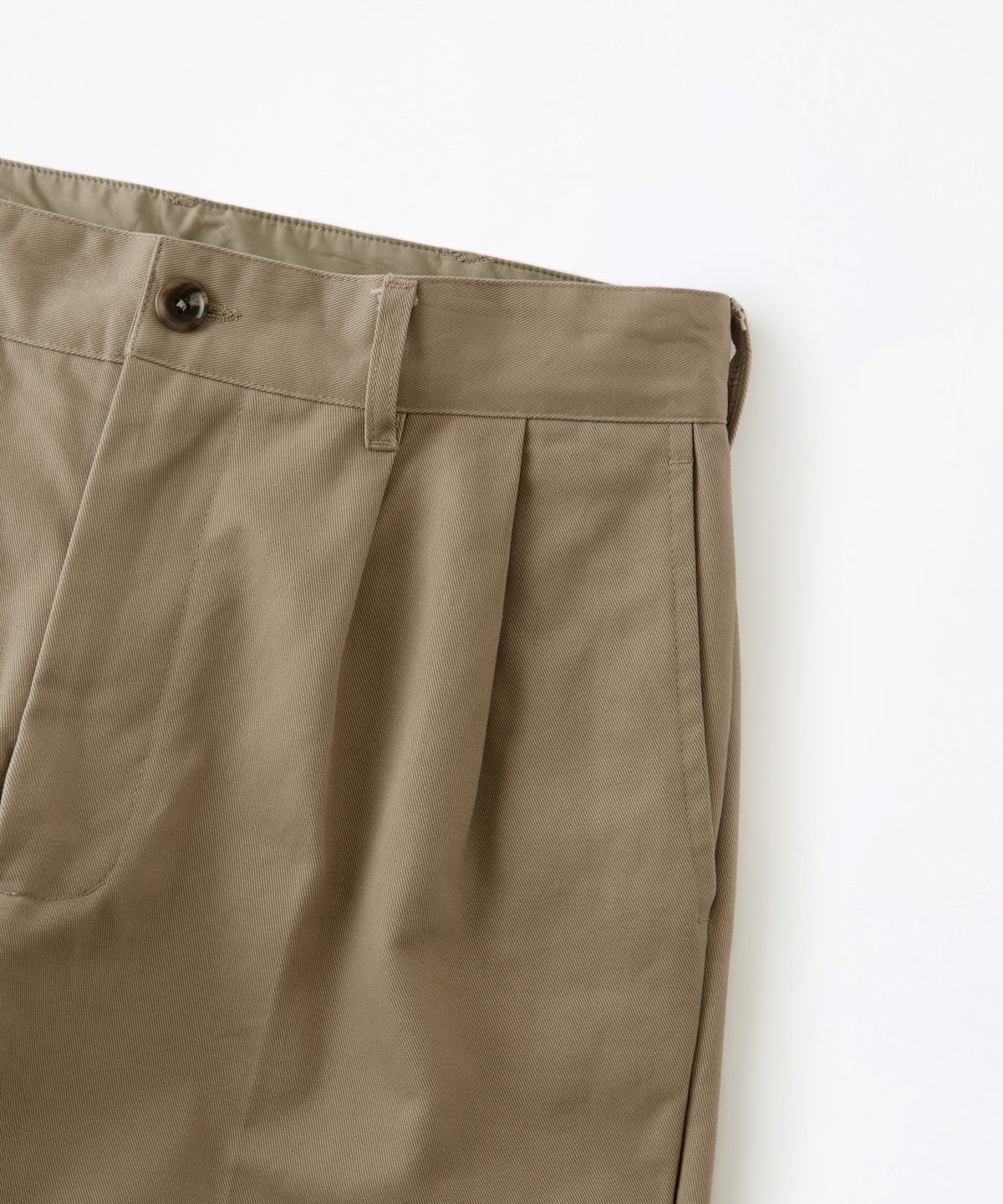 아웃스탠딩(OUTSTANDING) HIGH DENSITY COTTON DOUBLE PLEATED PANTS_BEIGE