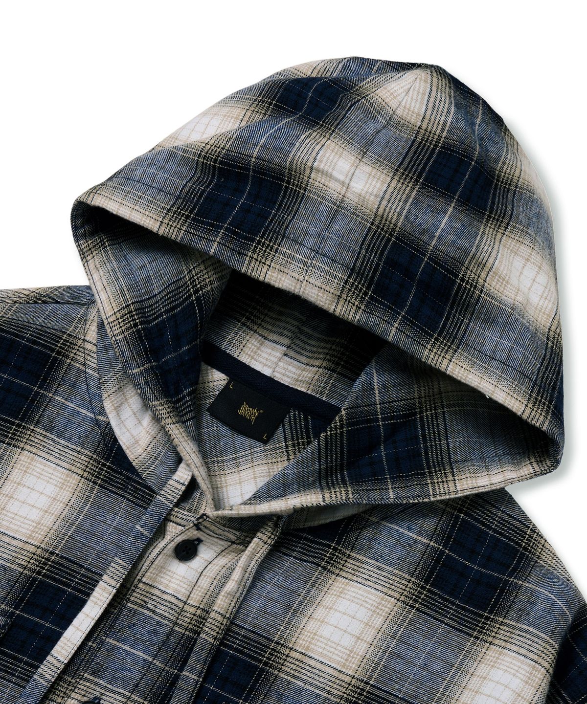브라운브레스(BROWNBREATH) PATCH CHECK HOOD SHIRTS - NAVY