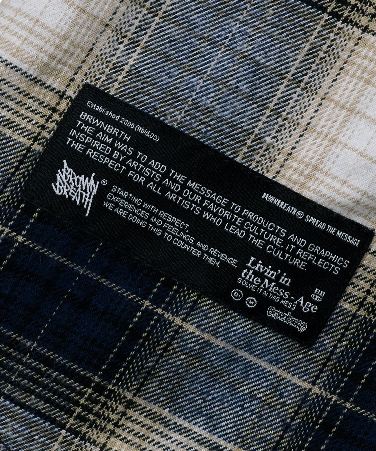 브라운브레스(BROWNBREATH) PATCH CHECK HOOD SHIRTS - NAVY