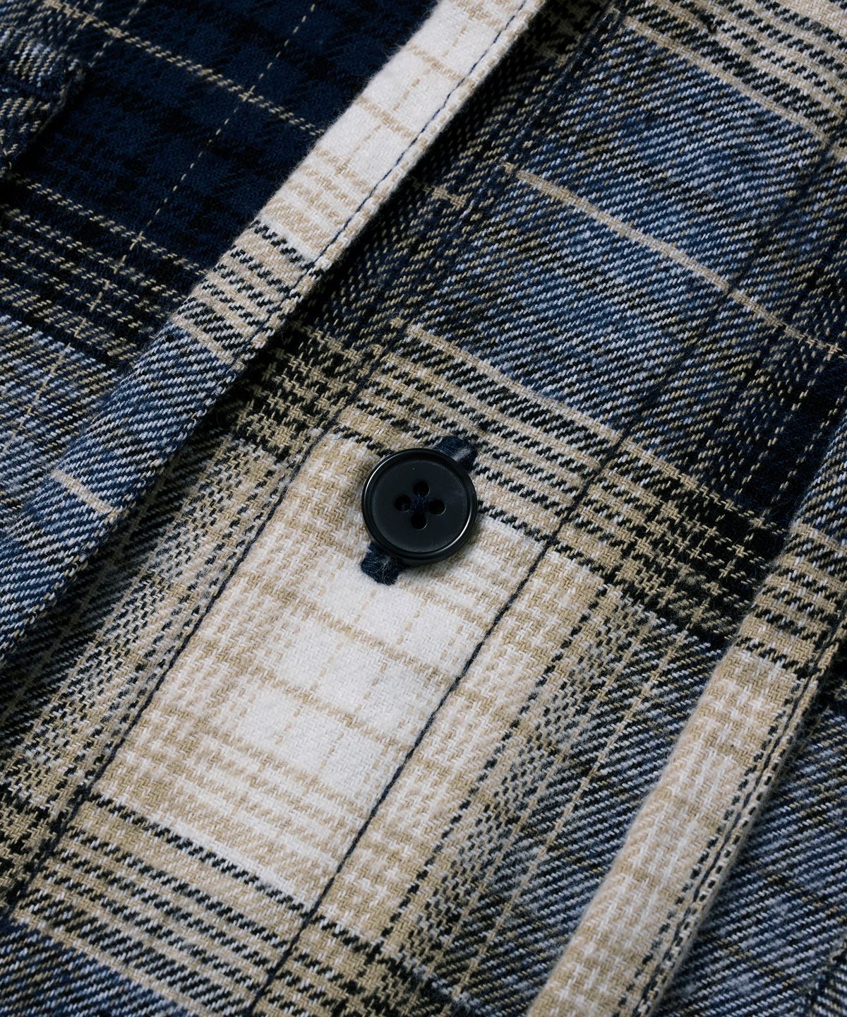 브라운브레스(BROWNBREATH) PATCH CHECK HOOD SHIRTS - NAVY
