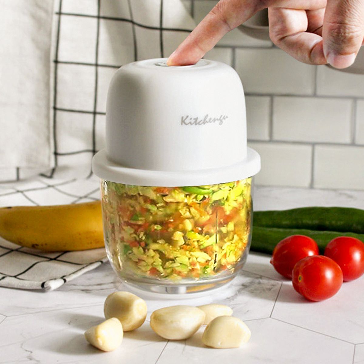 키친구(KITCHENGU) 무선 유리 야채 마늘 전동다지기 300 / 600 ML