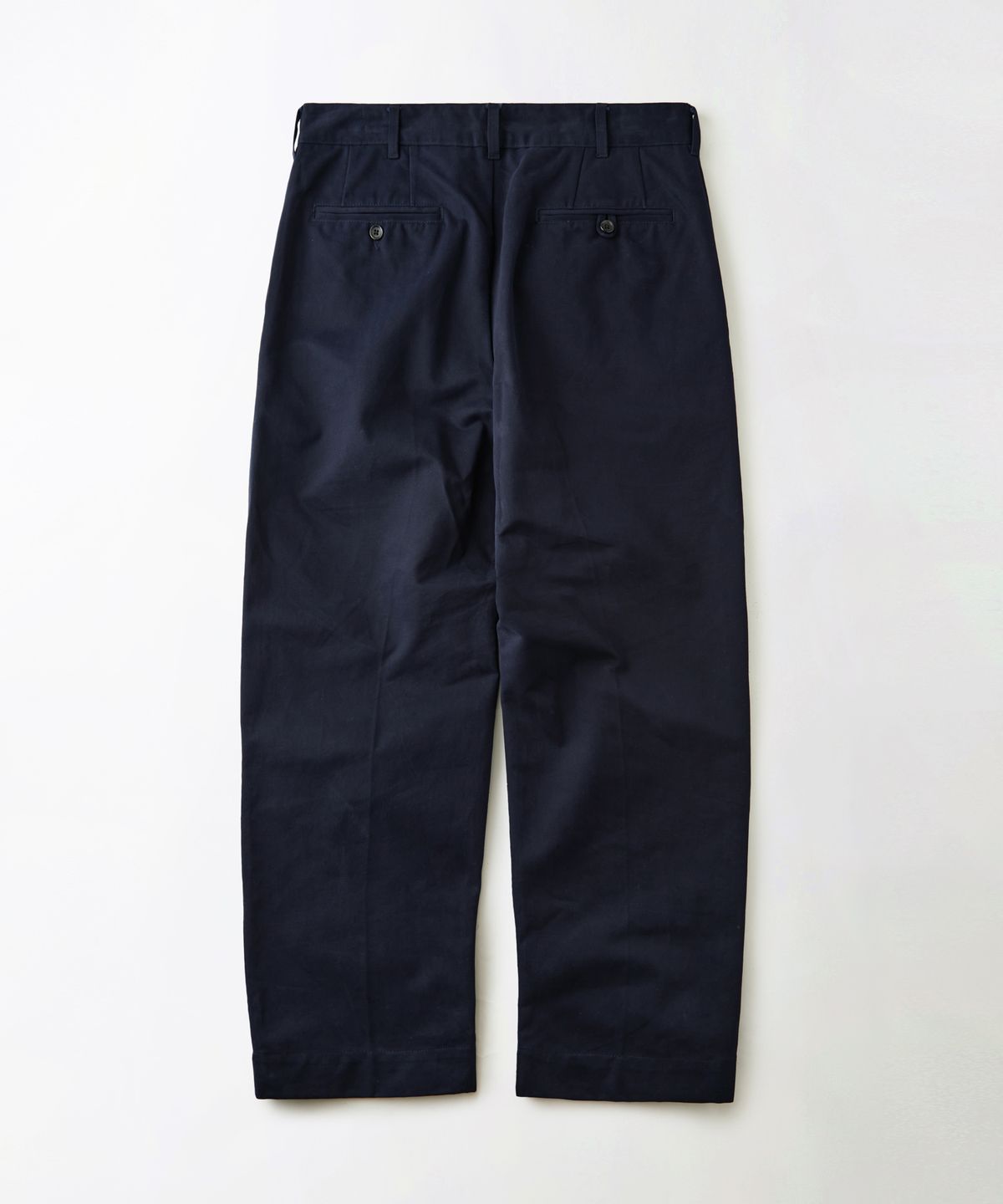 아웃스탠딩(OUTSTANDING) HIGH DENSITY COTTON DOUBLE PLEATED PANTS_NAVY