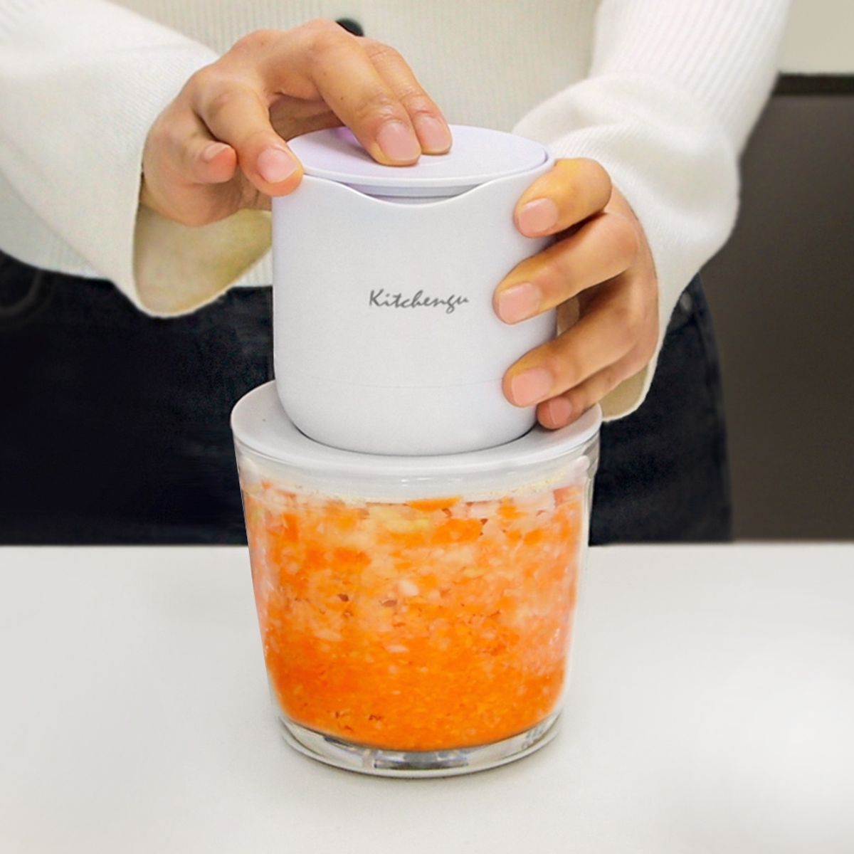 키친구(KITCHENGU) 유리 마늘 전동다지기 고기 분쇄기 300ML+600ML세트