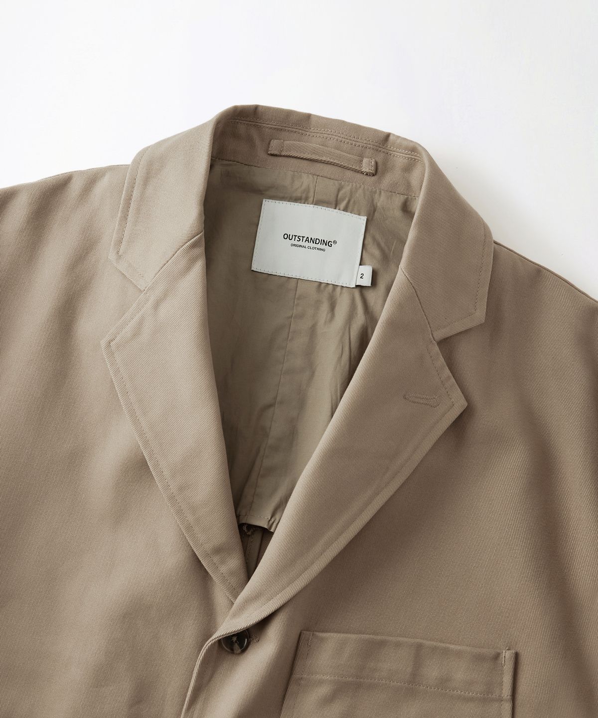 아웃스탠딩(OUTSTANDING) HIGH DENSITY COTTON CLASSIC 3BUTTON JACKET_BEIGE