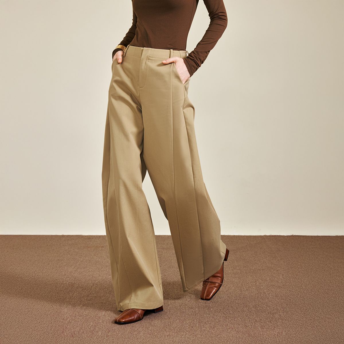 와이와이아이엠(YYIAM) YY_Casual straight wide pants_BEIGE