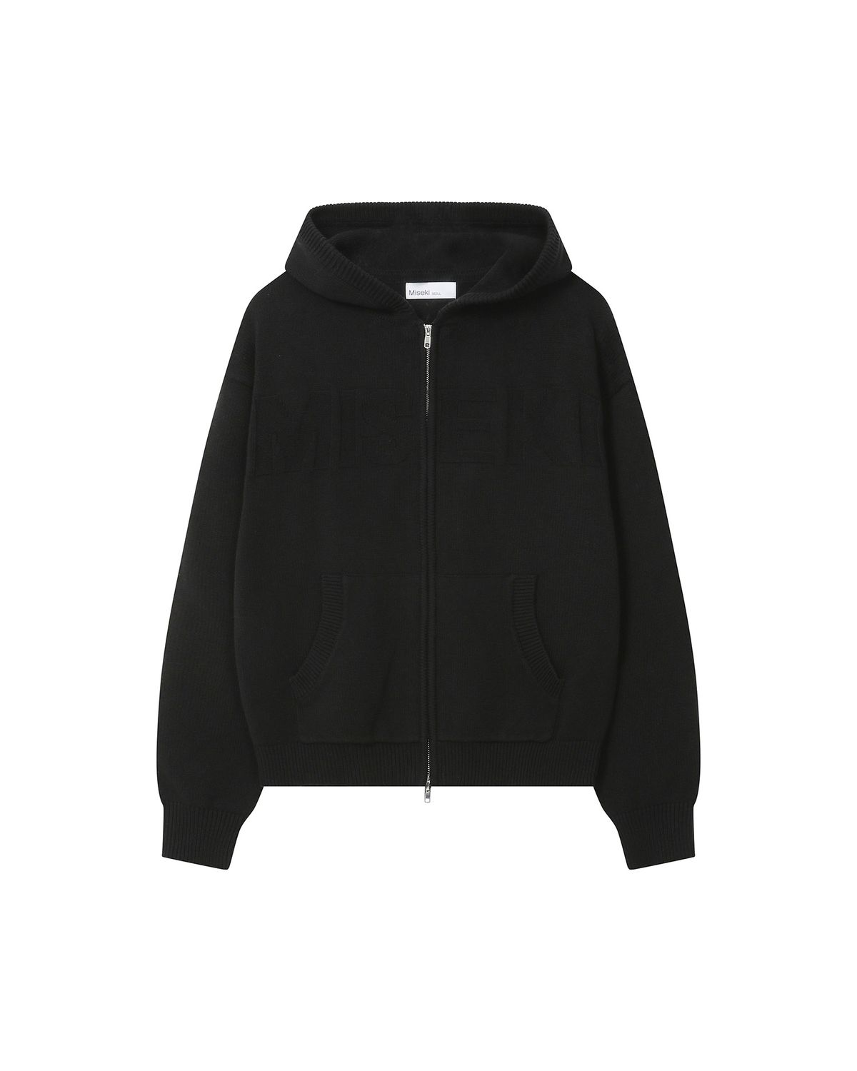 미세키서울(MISEKI SEOUL) Logo knit hoodie zip-up BLACK