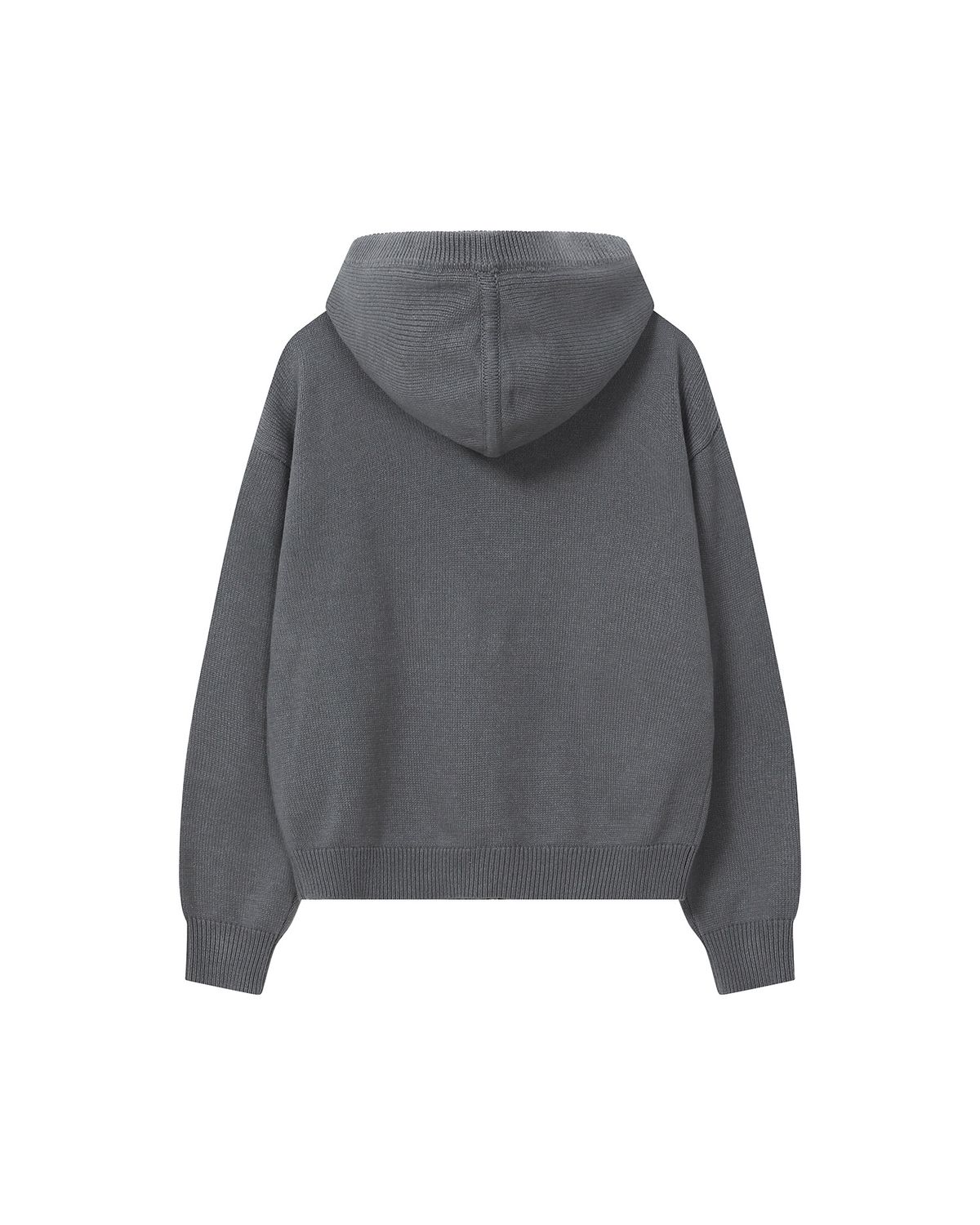 미세키서울(MISEKI SEOUL) Logo knit hoodie zip-up CHARCOAL