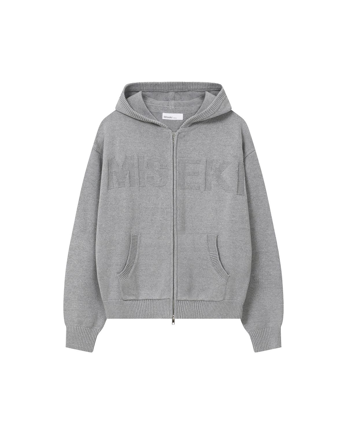 미세키서울(MISEKI SEOUL) Logo knit hoodie zip-up GREY