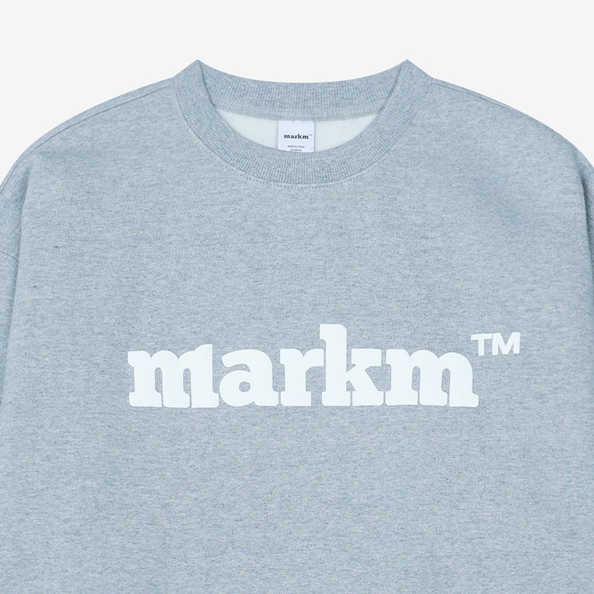 마크엠(MARKM) 마크엠 시그니처 로고 맨투맨 멜란지그레이 (MHIBI8796)
