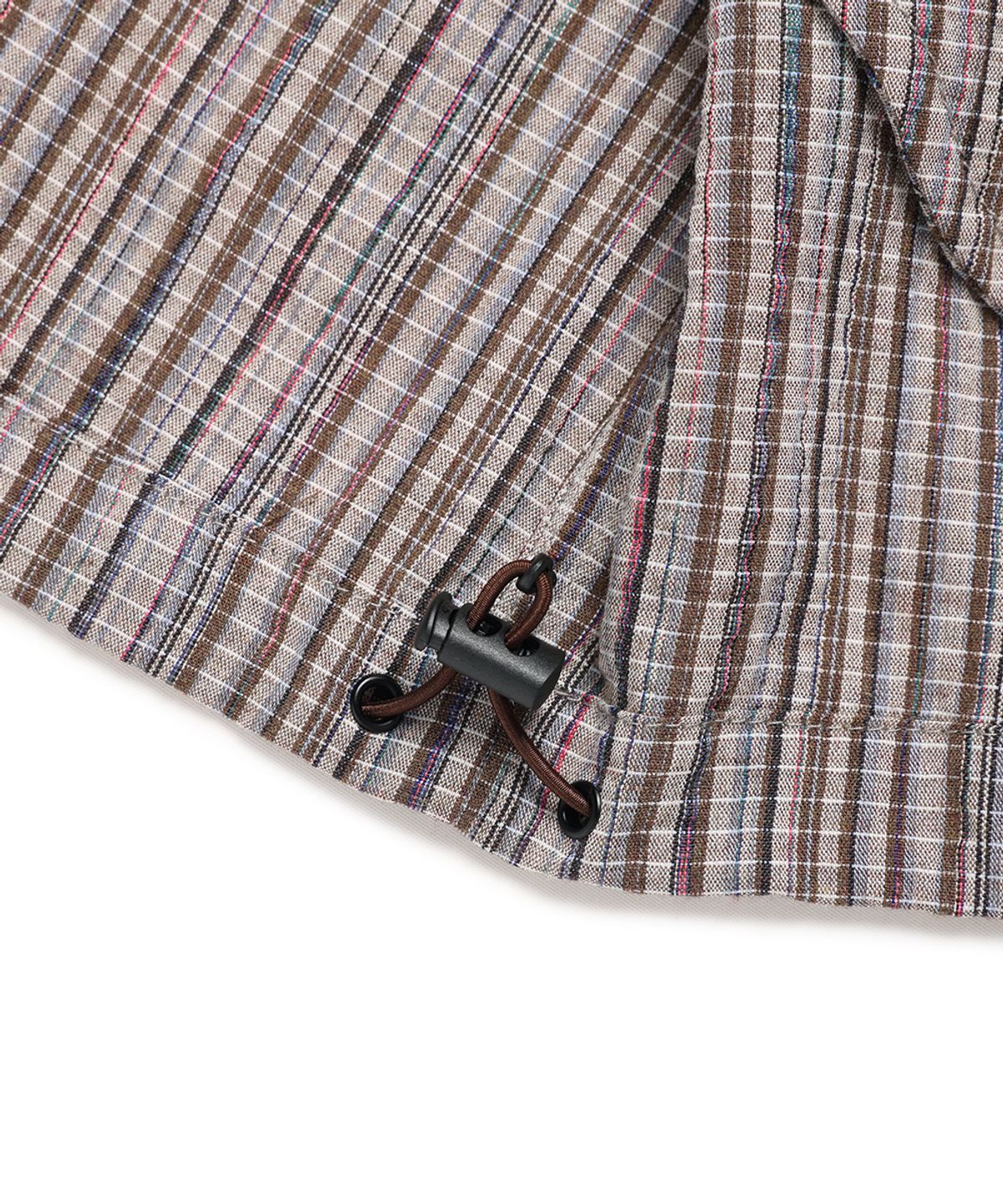 카비시(CAVISH) HOODED CHECK WIND BREAKER BROWN(CV2FSUB962A)