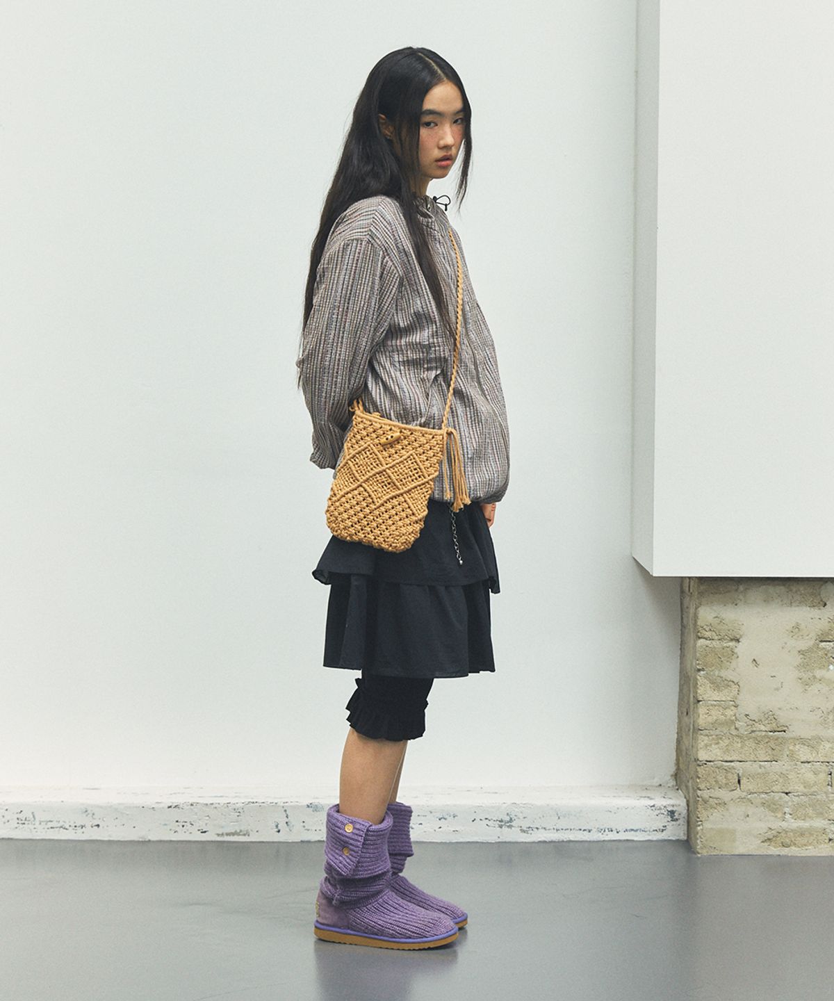 카비시(CAVISH) HOODED CHECK WIND BREAKER BROWN(CV2FSUB962A)