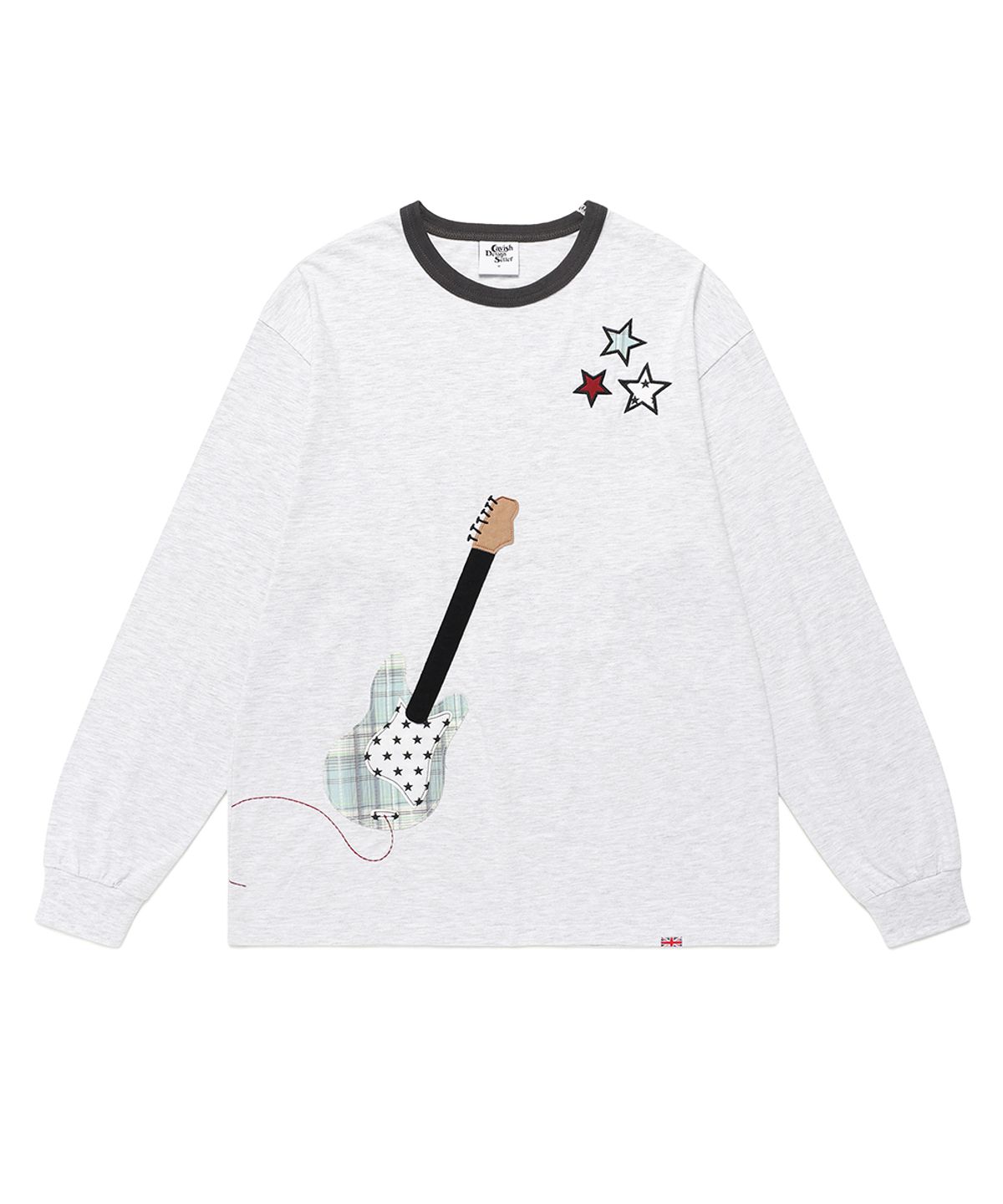 카비시(CAVISH) GUITAR APPLIQUE LS TEE LIGHT GREY(CV2FFUT553A)