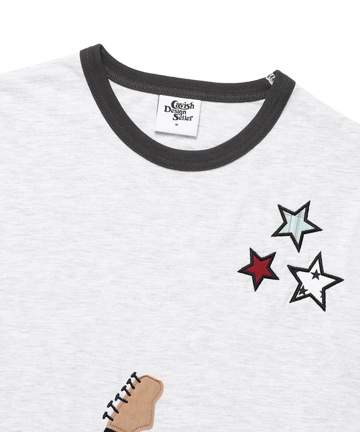 카비시(CAVISH) GUITAR APPLIQUE LS TEE LIGHT GREY(CV2FFUT553A)