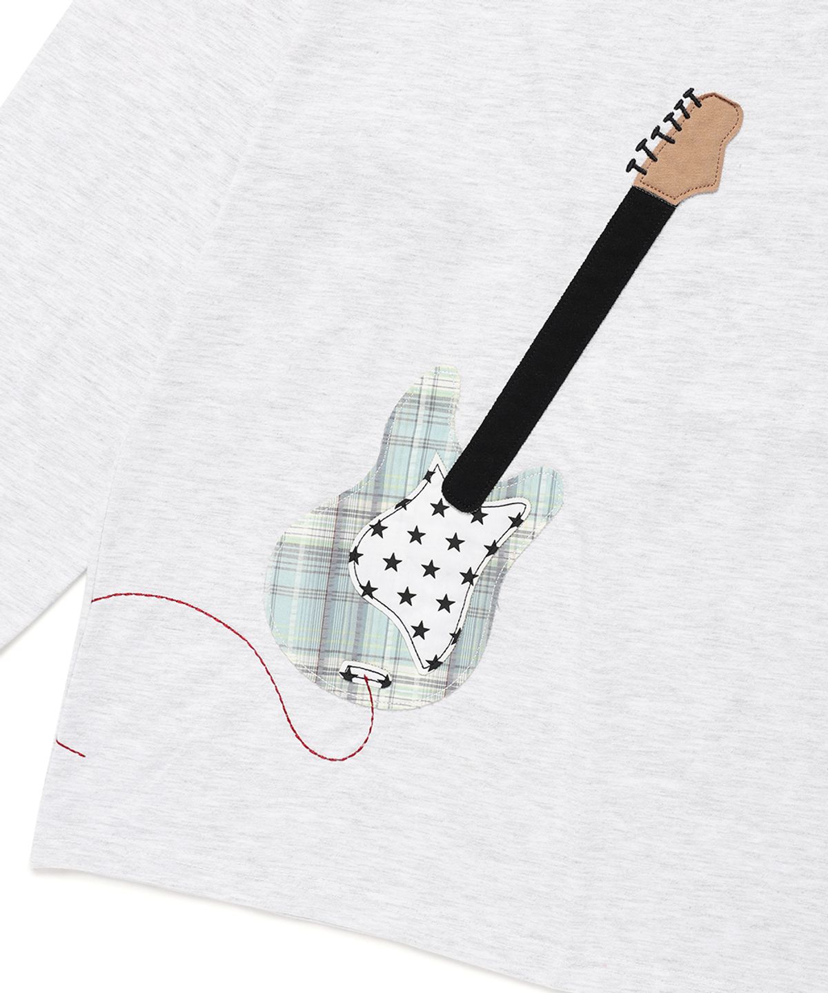 카비시(CAVISH) GUITAR APPLIQUE LS TEE LIGHT GREY(CV2FFUT553A)