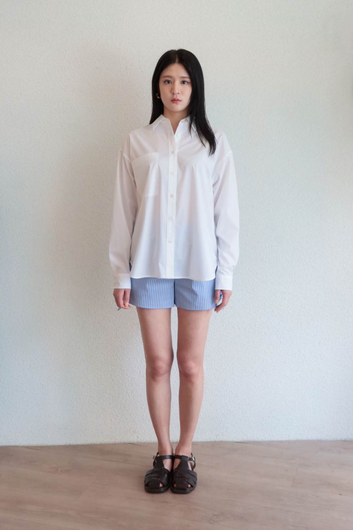 쿠메(KUMÉ) Wrinkle Free Over-Fit Shirt, White