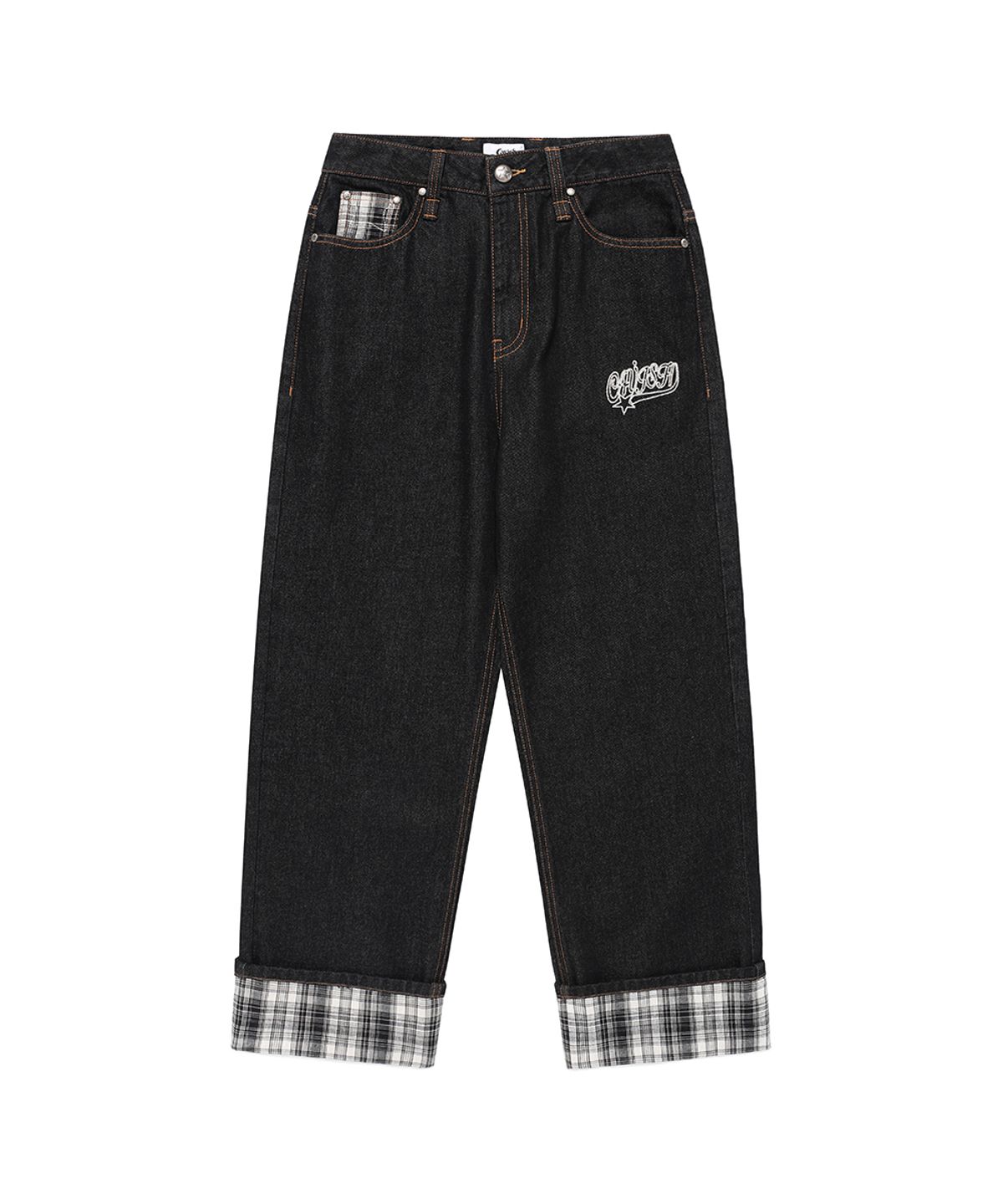 카비시(CAVISH) W CHECK DENIM PANTS BLACK(CV2FFFD110A)