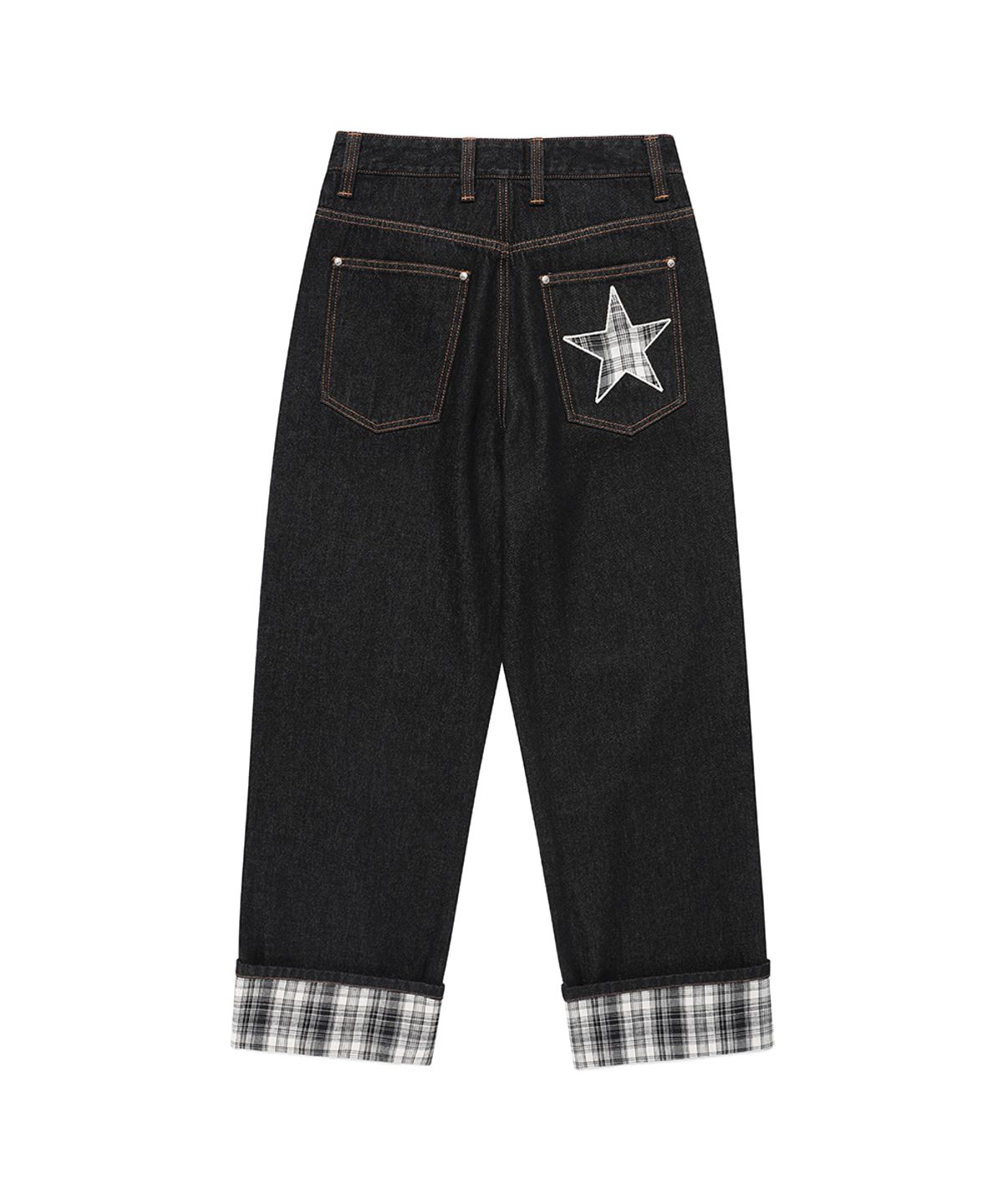 카비시(CAVISH) W CHECK DENIM PANTS BLACK(CV2FFFD110A)