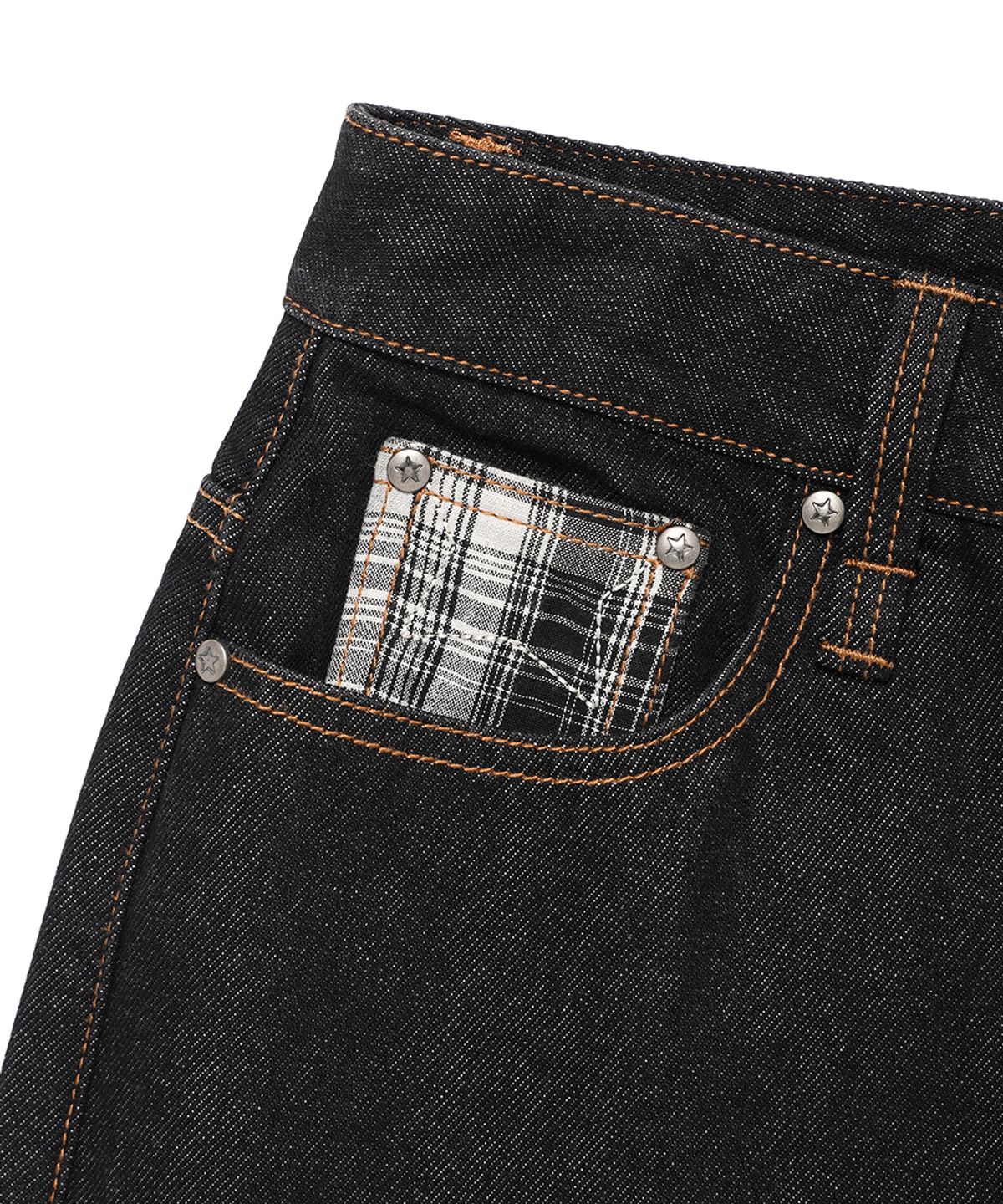 카비시(CAVISH) W CHECK DENIM PANTS BLACK(CV2FFFD110A)