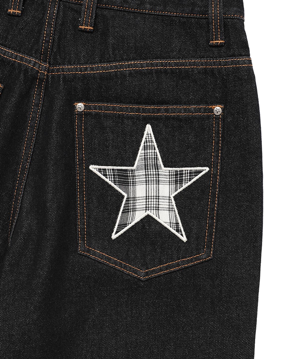 카비시(CAVISH) W CHECK DENIM PANTS BLACK(CV2FFFD110A)