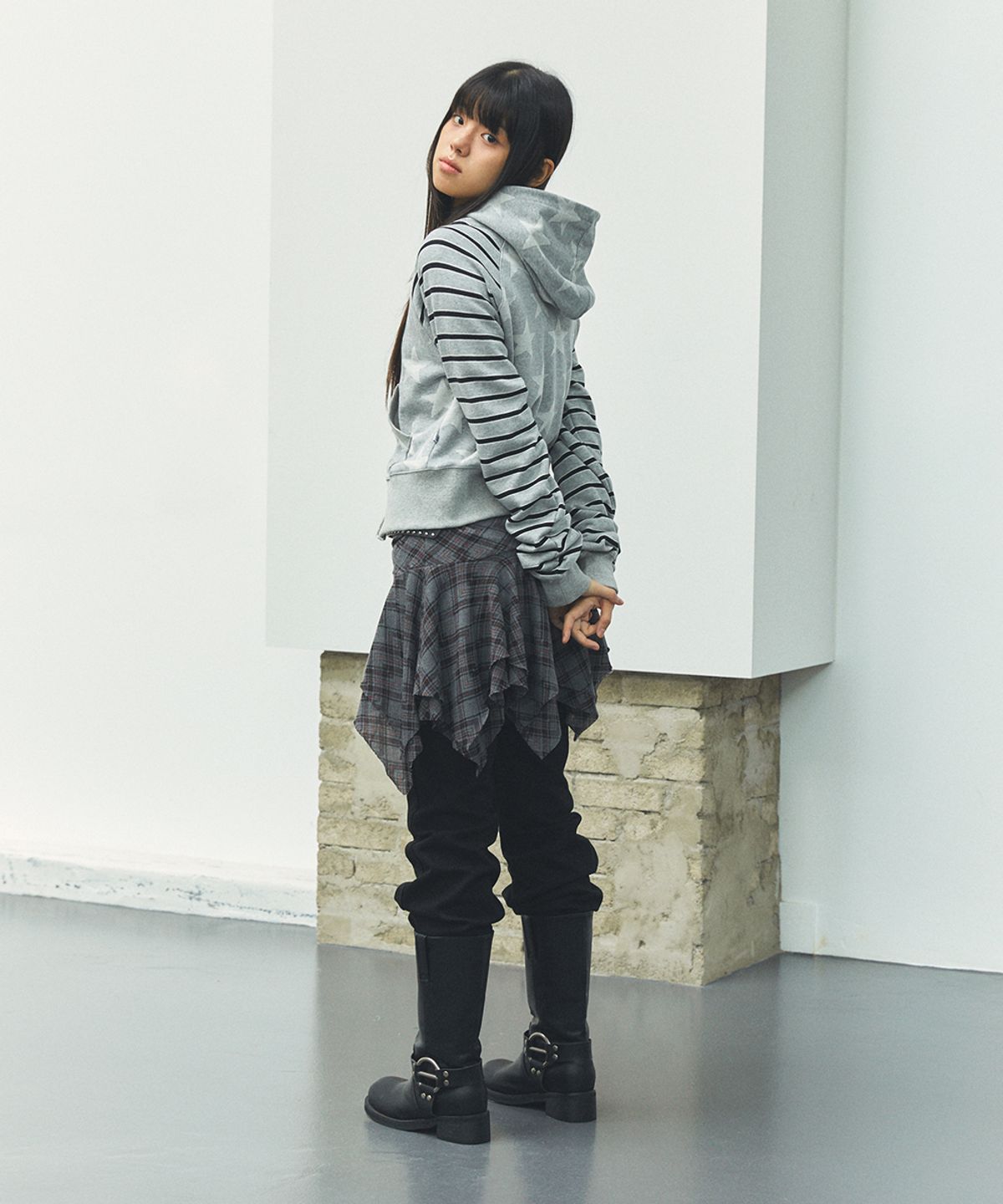 카비시(CAVISH) W RAGLAN STAR ZIP UP HOODIE GREY(CV2FFFM482A)