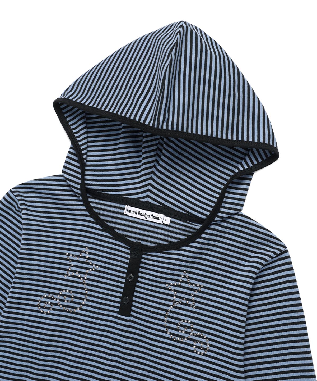 카비시(CAVISH) W STUD STRIPED HOODIE NAVY(CV2FFFM403A)