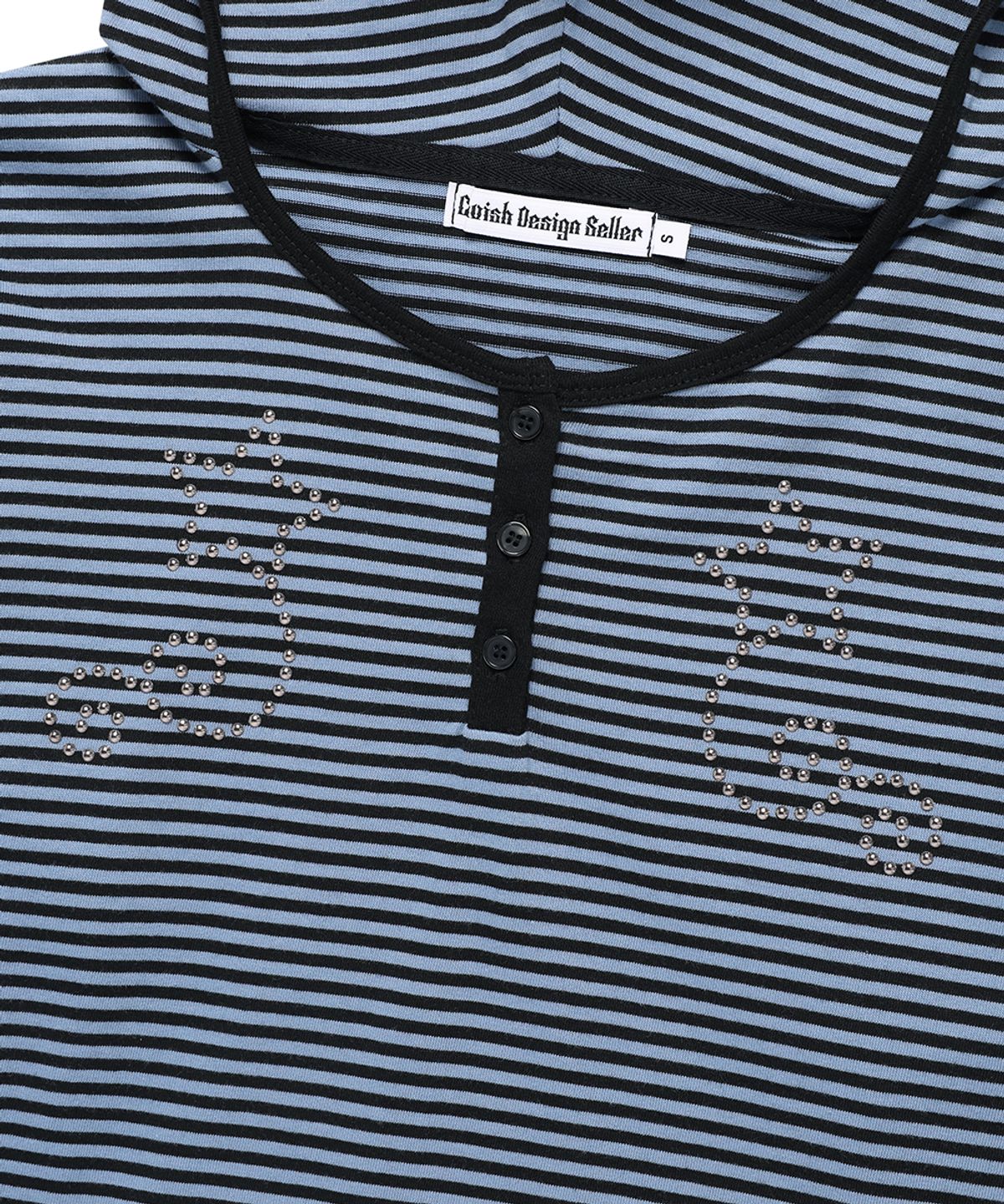 카비시(CAVISH) W STUD STRIPED HOODIE NAVY(CV2FFFM403A)