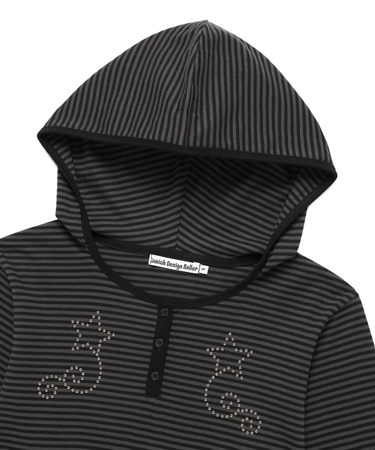 카비시(CAVISH) W STUD STRIPED HOODIE BLACK(CV2FFFM403A)