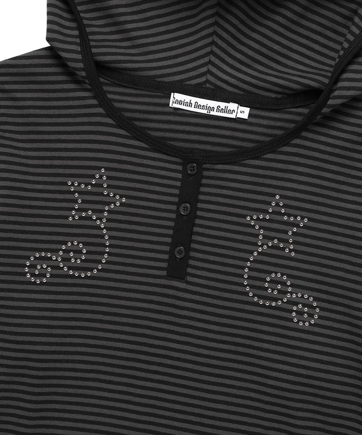 카비시(CAVISH) W STUD STRIPED HOODIE BLACK(CV2FFFM403A)