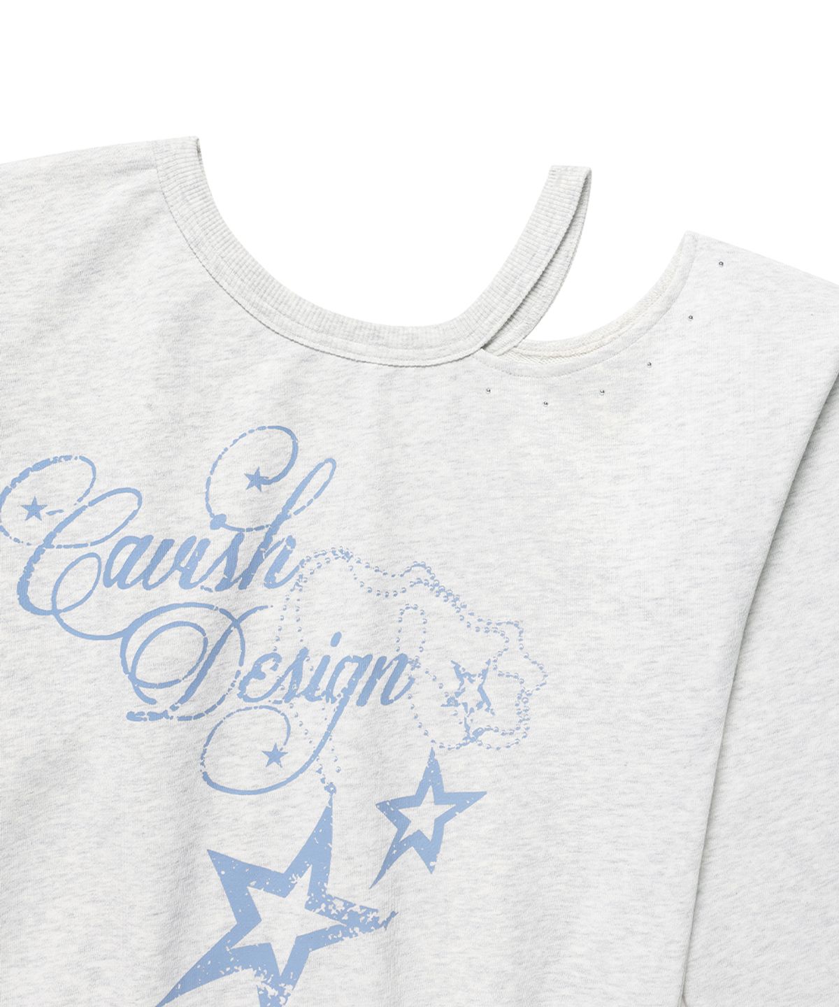 카비시(CAVISH) W OFF SHOULDER NECKLACE SWEATSHIRT LIGHT GREY(CV2FFFM440A)