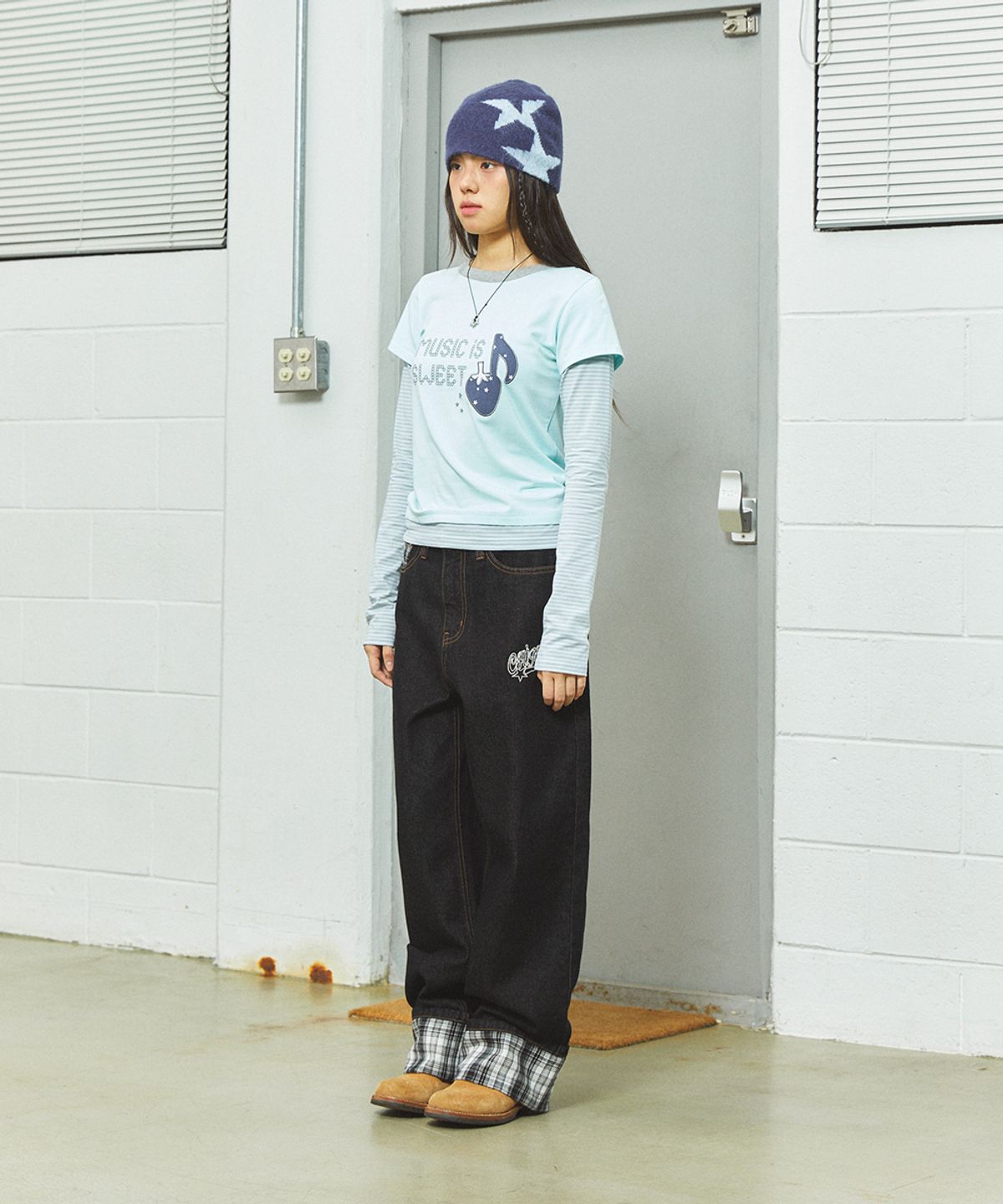 카비시(CAVISH) W STRAWBERRY LAYERED LS TEE MINT(CV2FFFT551A)