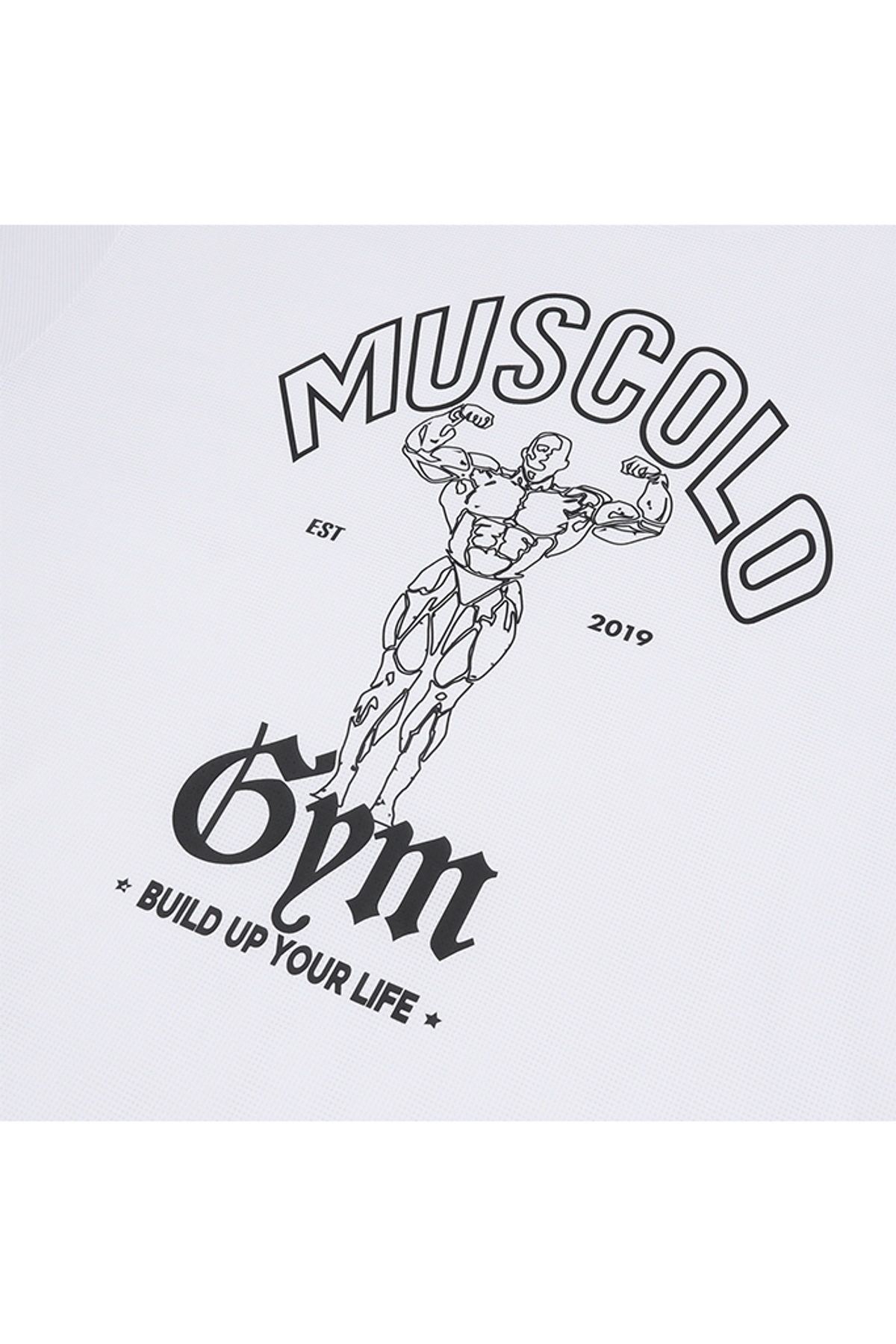 머스콜로(MUSCOLO) [아이언피지크] 에어스판메쉬 반팔 티셔츠 화이트 블랙