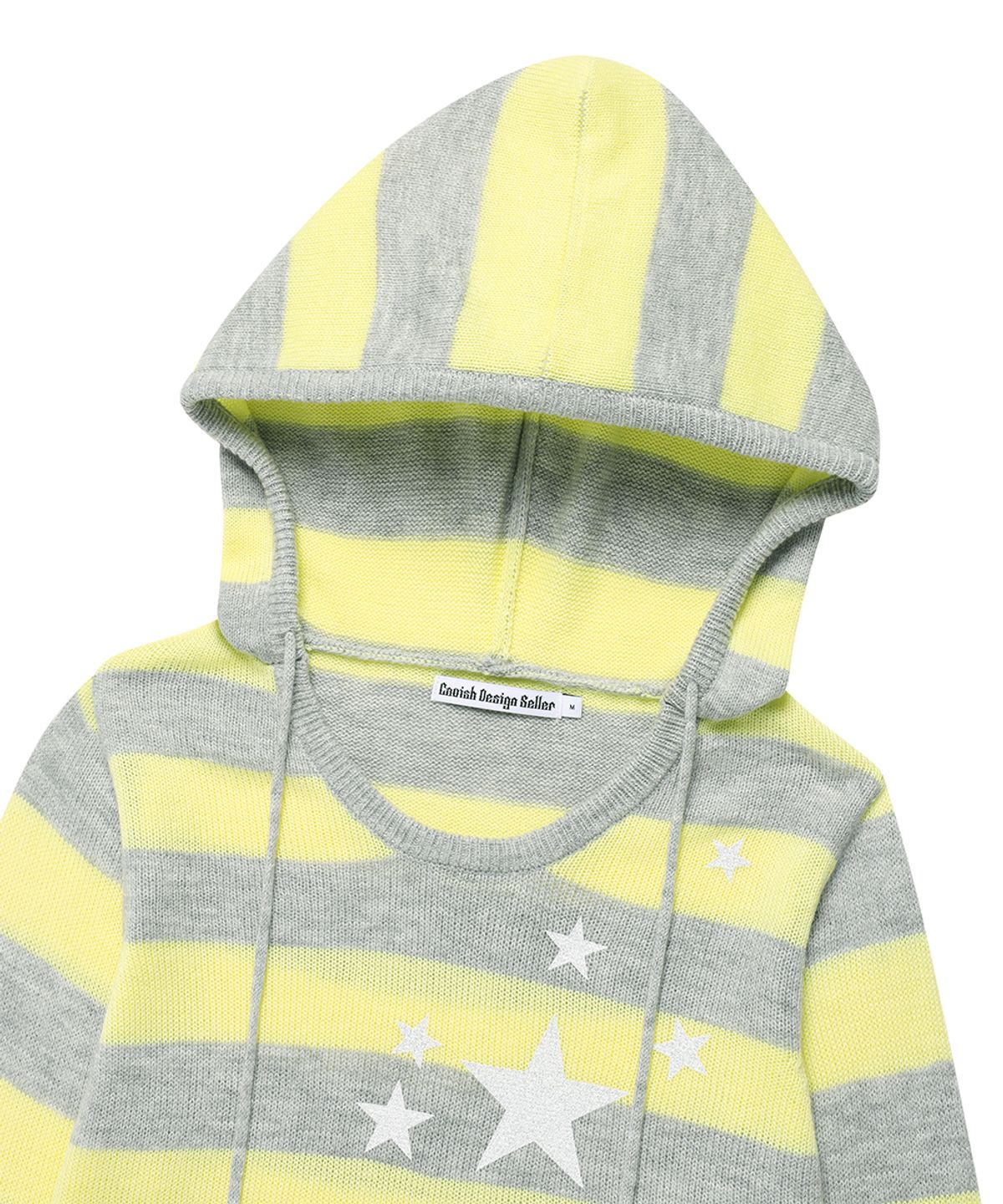 카비시(CAVISH) W U NECK STRIPED STAR KNIT HOODIE YELLOW(CV2FFFK601A)