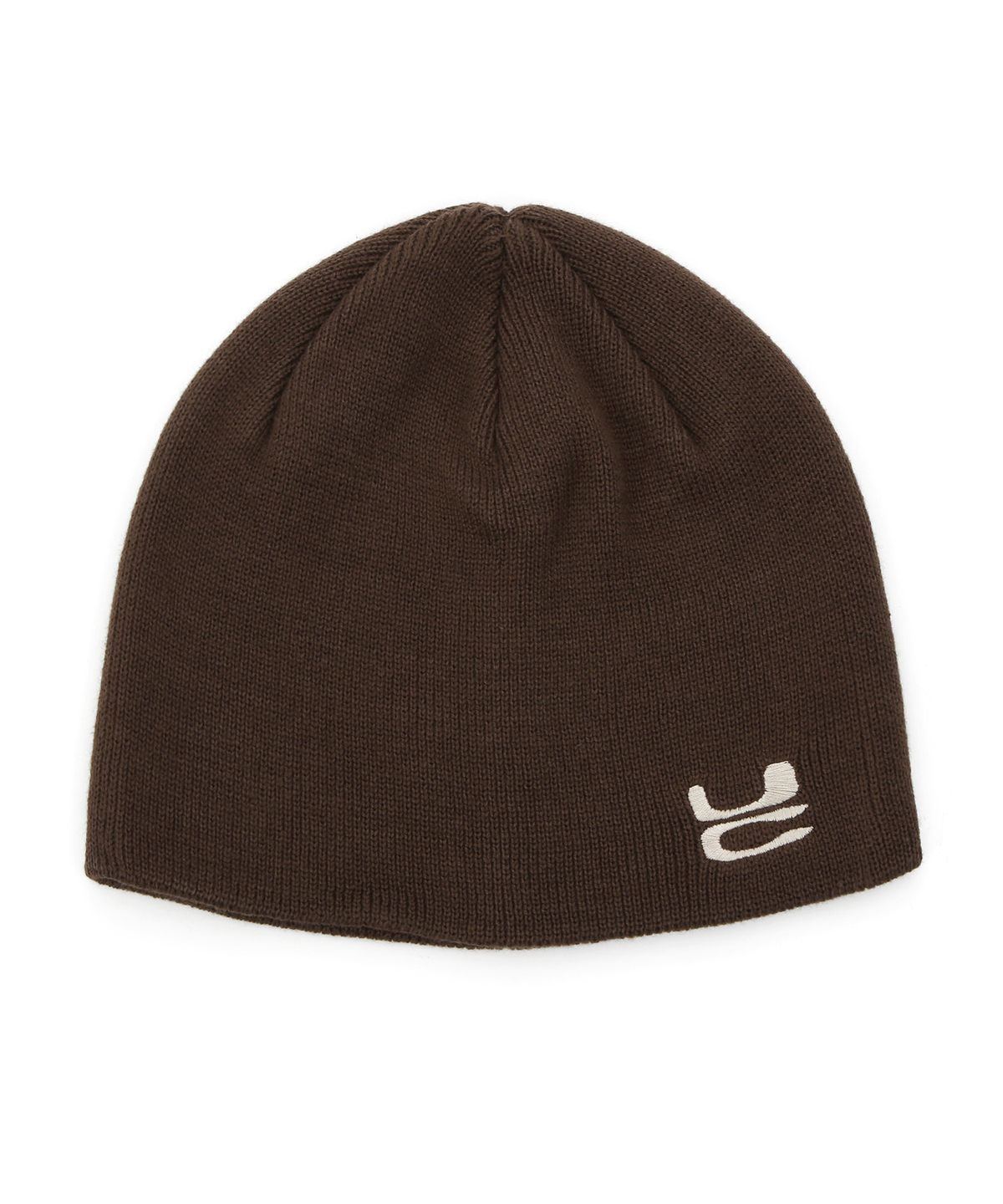 언더컨트롤(UNDERCONTROL) 사계절 코튼 슬림핏 얇은 니트 로고 자수 솔리드 남녀공용 모자 BEANIE / UC / NO CUFF / BROWN