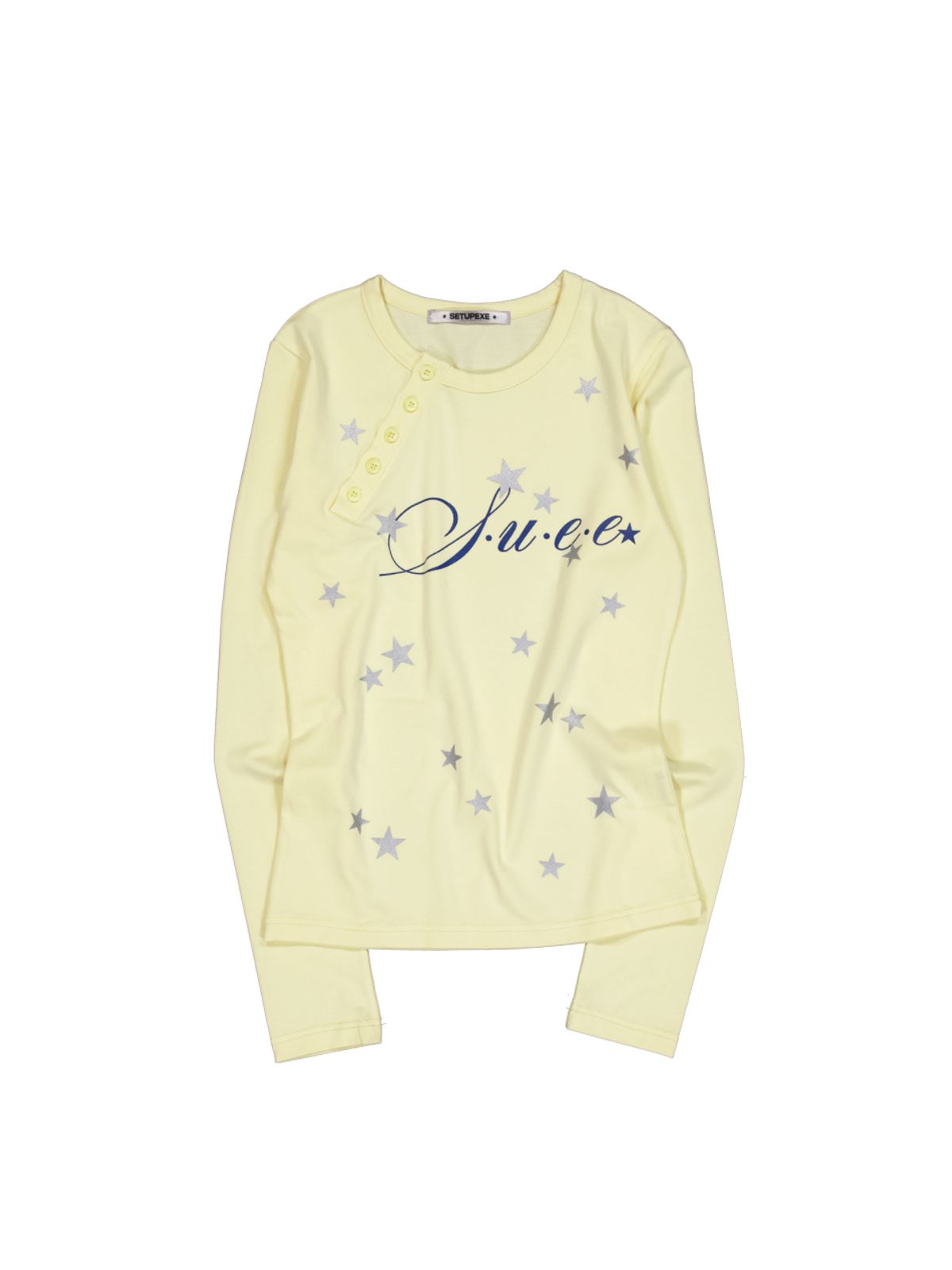 셋업이엑스이(SETUP-EXE) STAR HENLEY NECK TOP / YELLOW