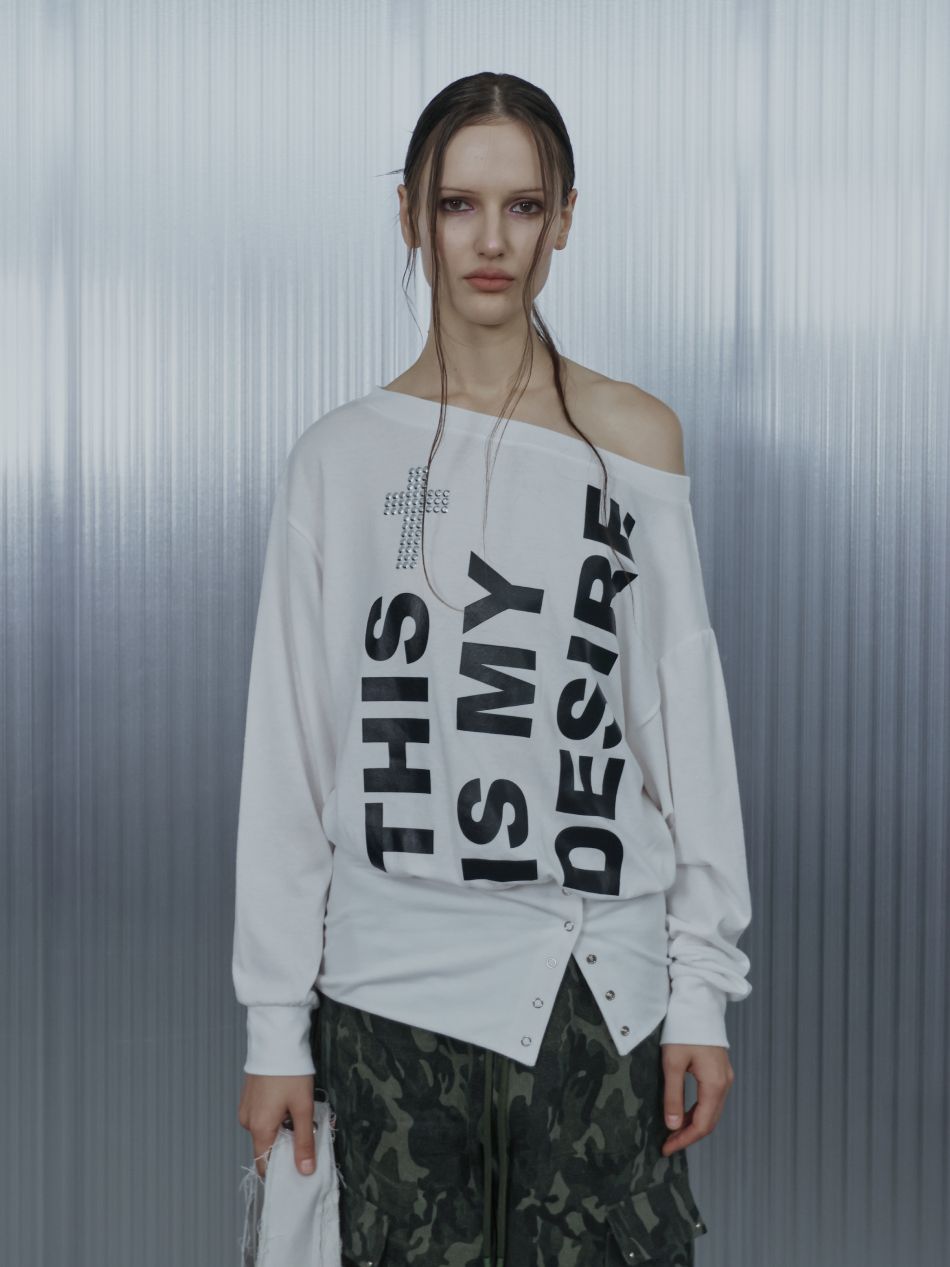 MUSINSA | SETUPEXE BOLD LETTERING LOOSE TOP / WHITE