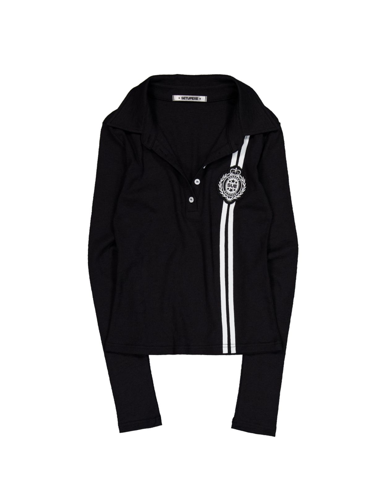 셋업이엑스이(SETUP-EXE) WAFFEN LINE COLLAR TEE / BLACK