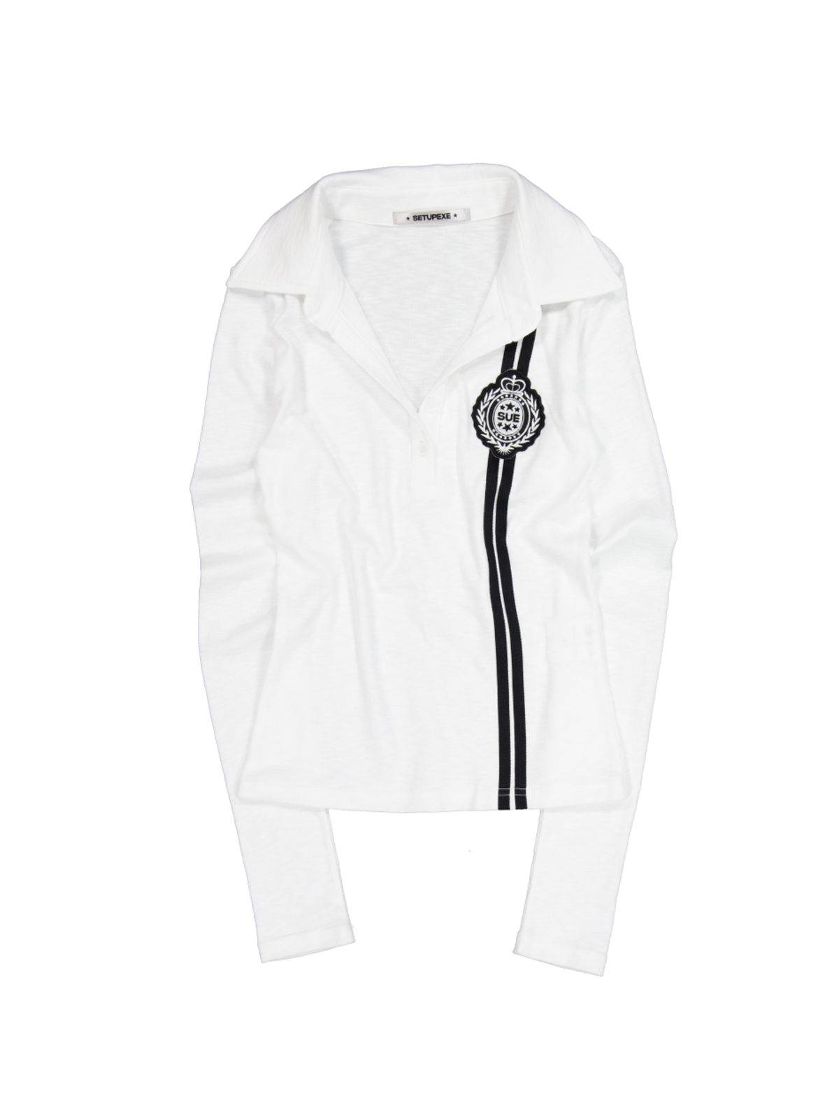 셋업이엑스이(SETUP-EXE) WAFFEN LINE COLLAR TEE / WHITE