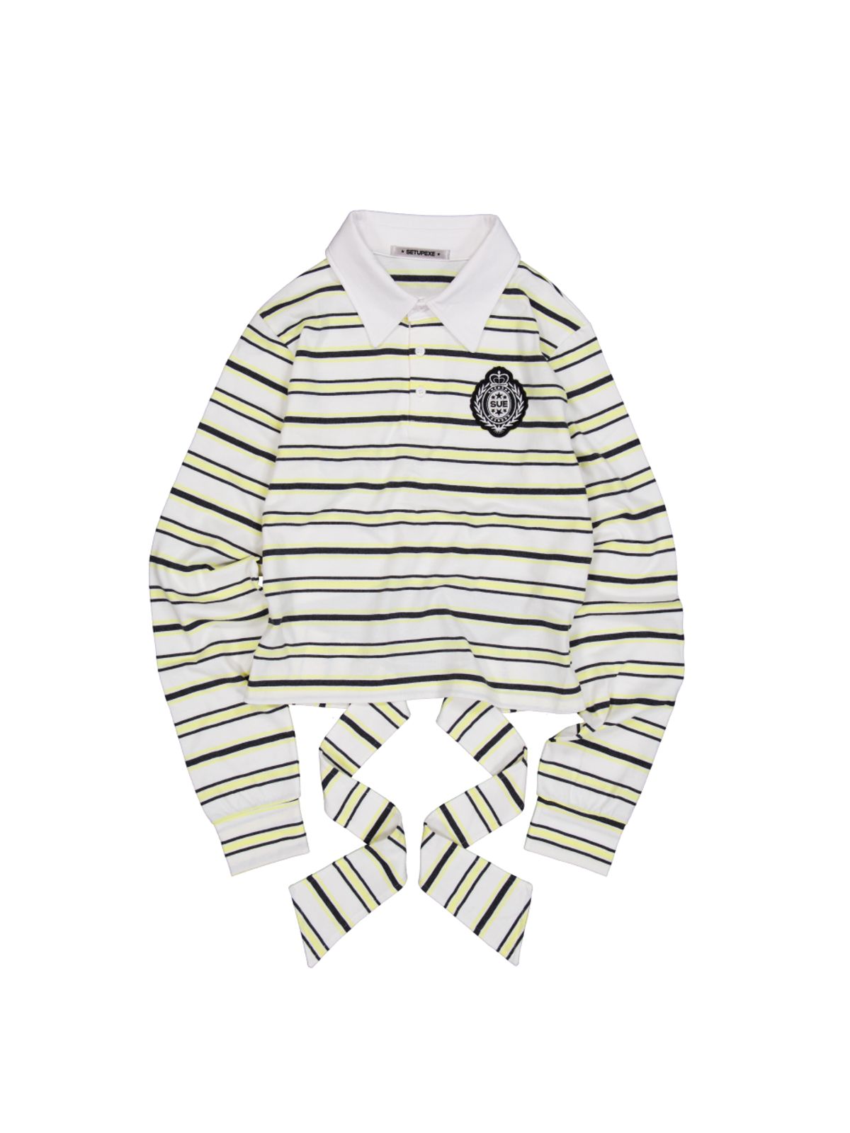 셋업이엑스이(SETUP-EXE) STRIPE WAPPEN POLO TOP / YELLOW