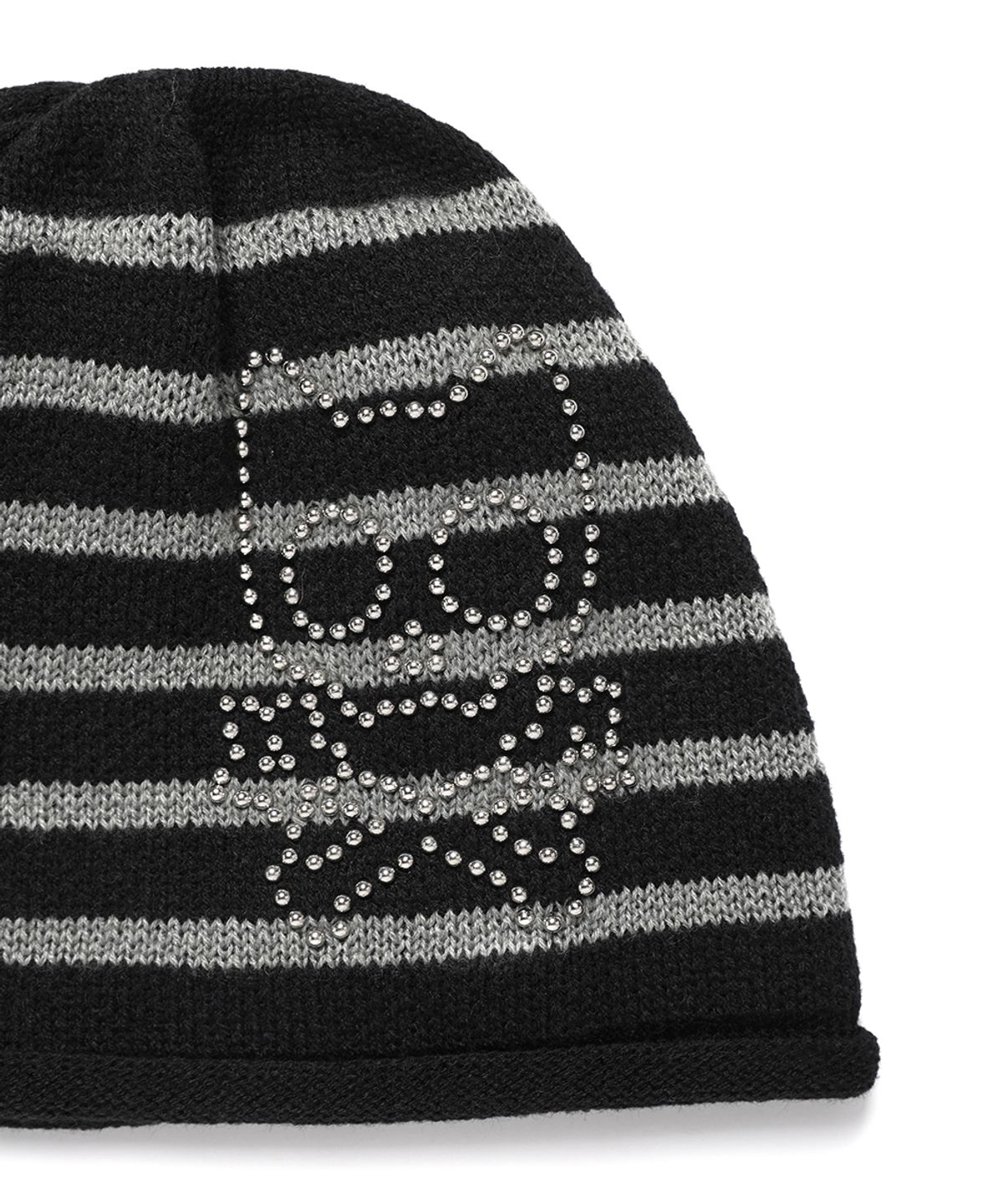 카비시(CAVISH) SKULL CAT STRIPED BEANIE BLACK(CV2FFUAB32A)