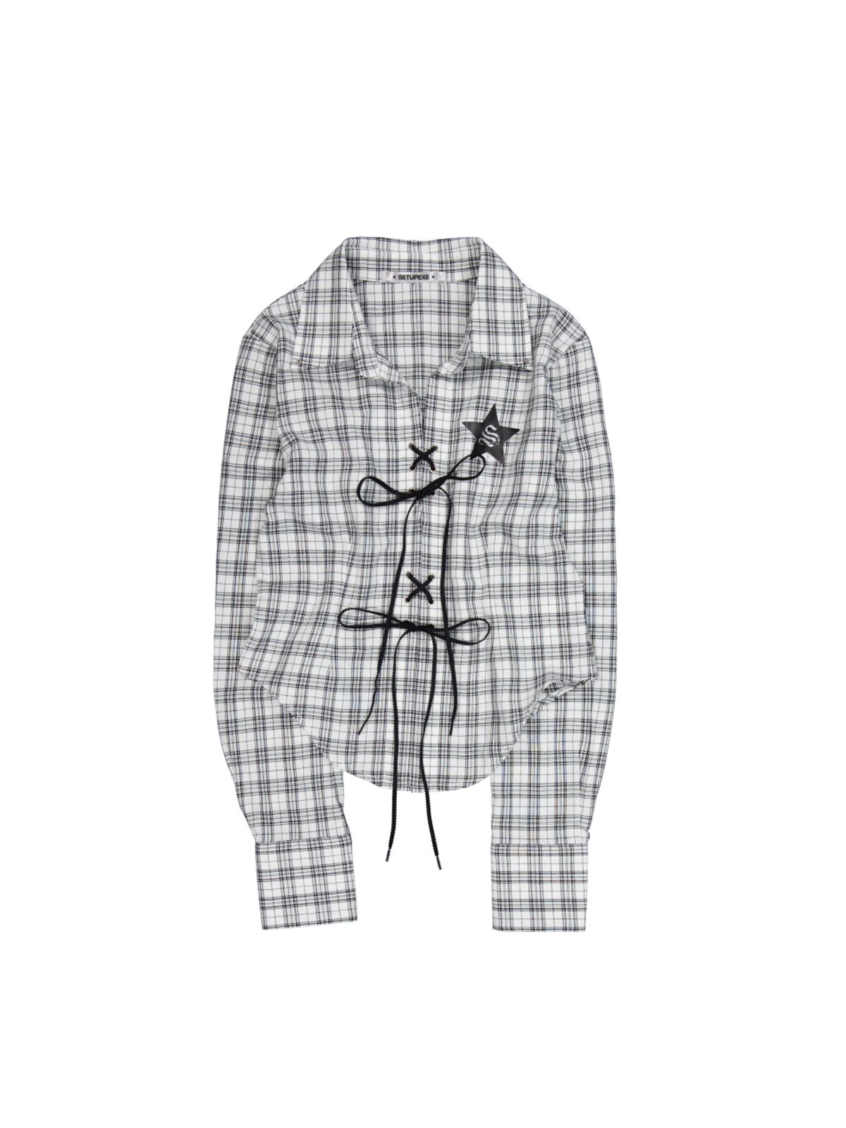 셋업이엑스이(SETUP-EXE) CHECK RACE-UP SHIRT / WHITE