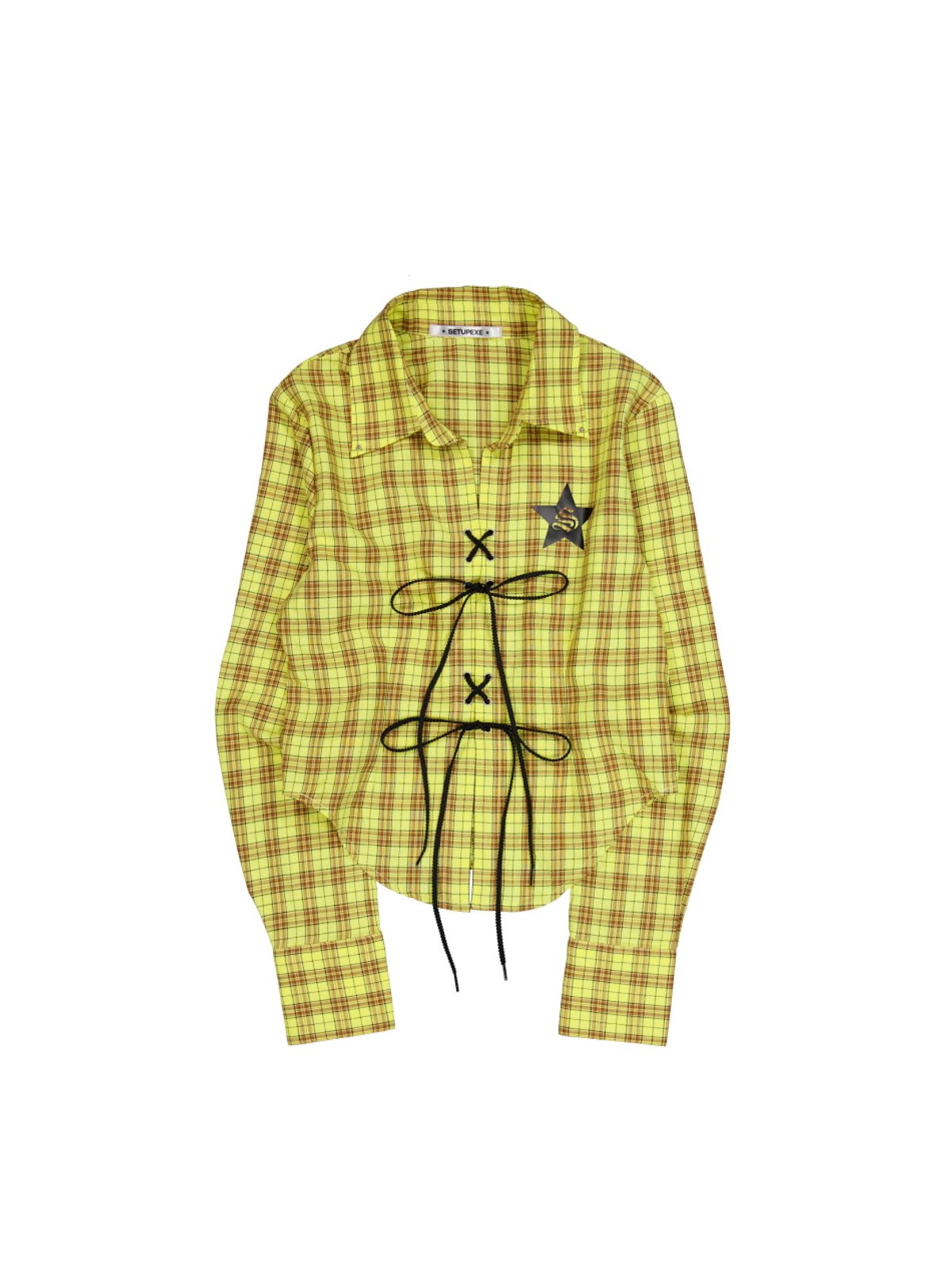 셋업이엑스이(SETUP-EXE) CHECK RACE-UP SHIRT / YELLOW