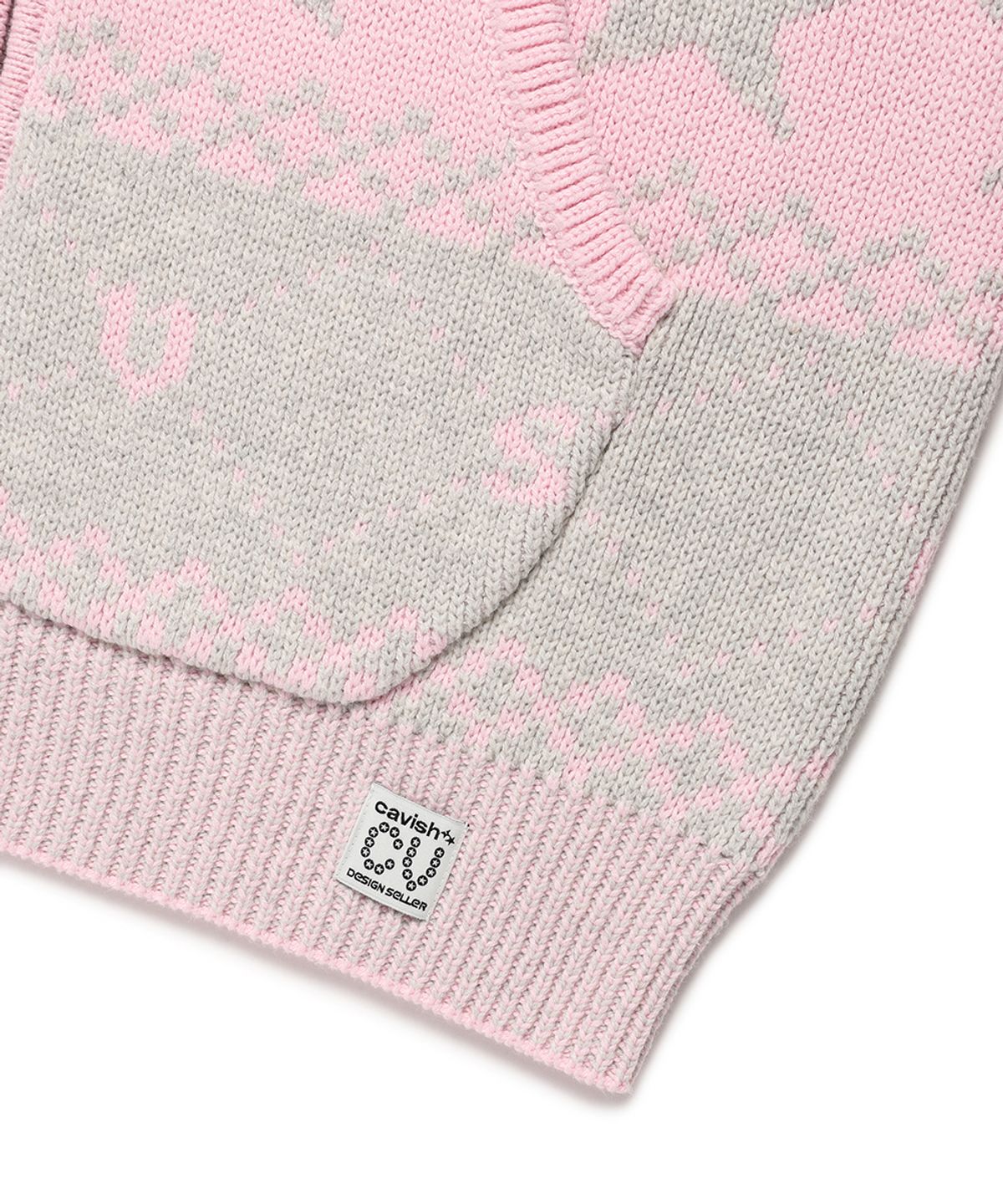카비시(CAVISH) NORDIC KNIT ZIP UP HOODIE PINK(CV2FFUK680A)
