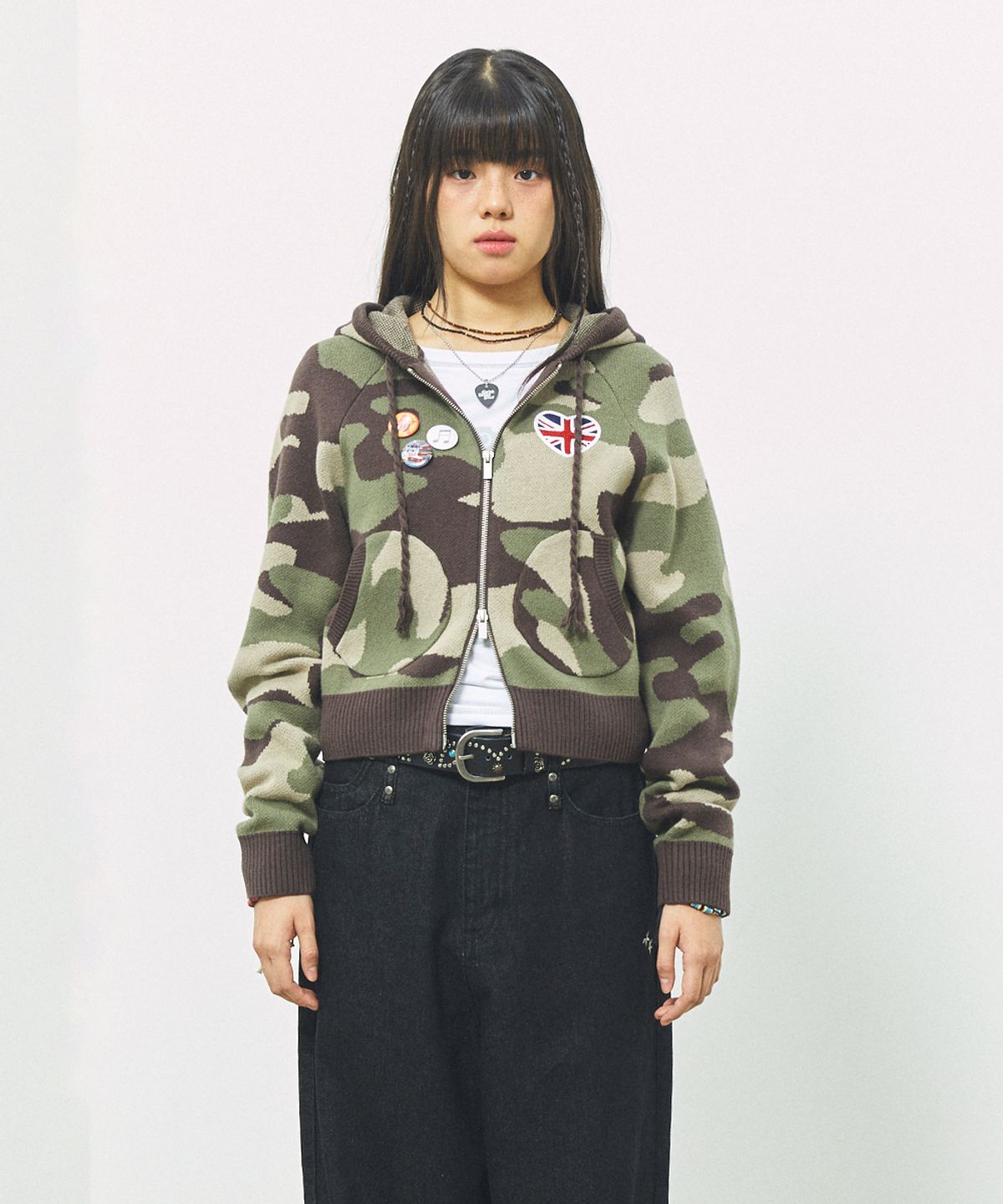 카비시(CAVISH) W UNION JACK KNIT ZIP UP HOODIE CAMO(CV2FFFK681A)