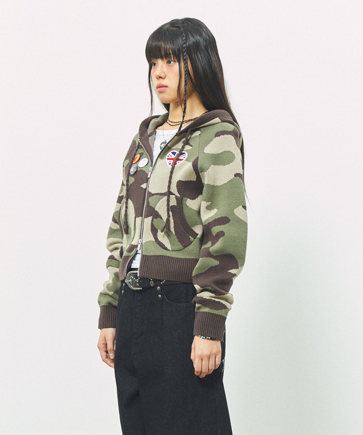 카비시(CAVISH) W UNION JACK KNIT ZIP UP HOODIE CAMO(CV2FFFK681A)