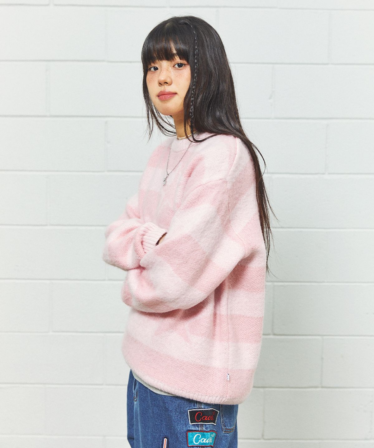 카비시(CAVISH) BRUSHED STAR KNIT SWEATER PINK(CV2FFUK600A)