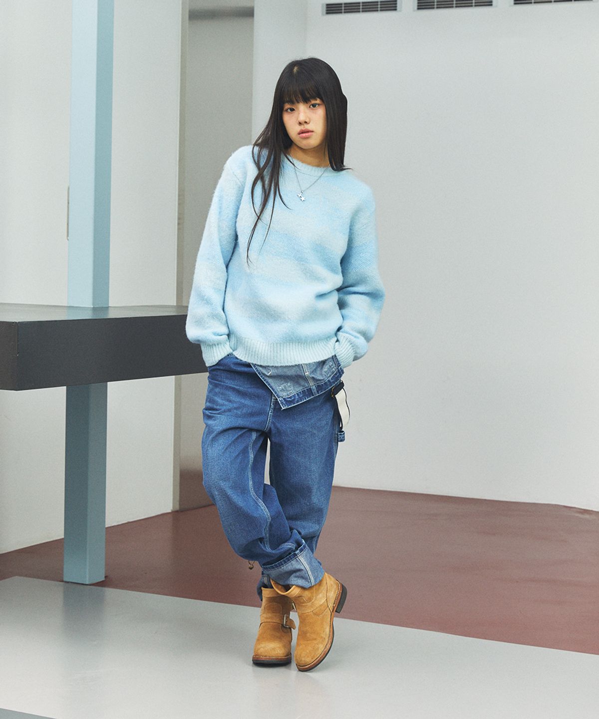 카비시(CAVISH) BRUSHED STAR KNIT SWEATER BLUE(CV2FFUK600A)