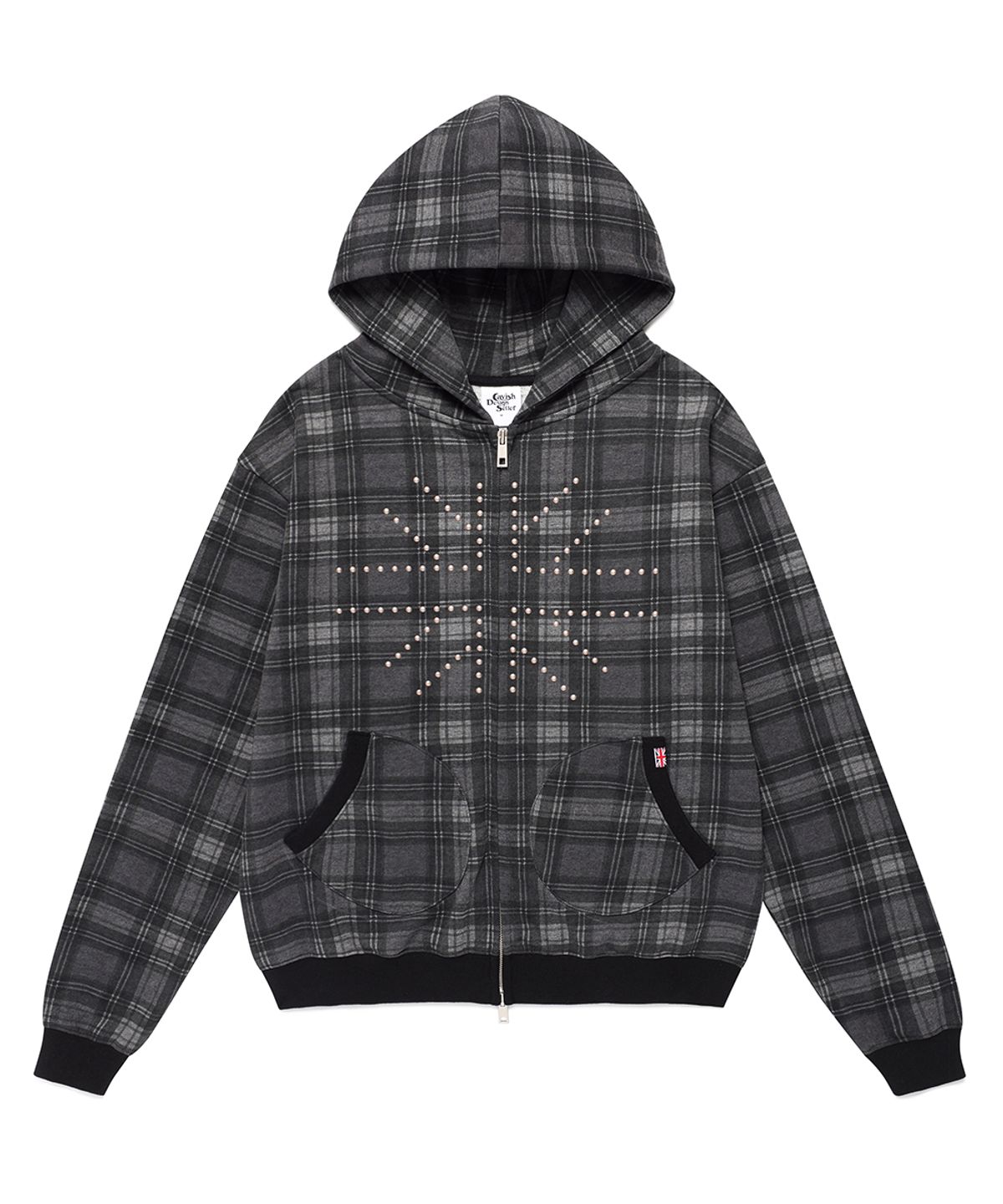 카비시(CAVISH) STUD UNION JACK ZIP UP HOODIE BLACK(CV2FFUM480A)